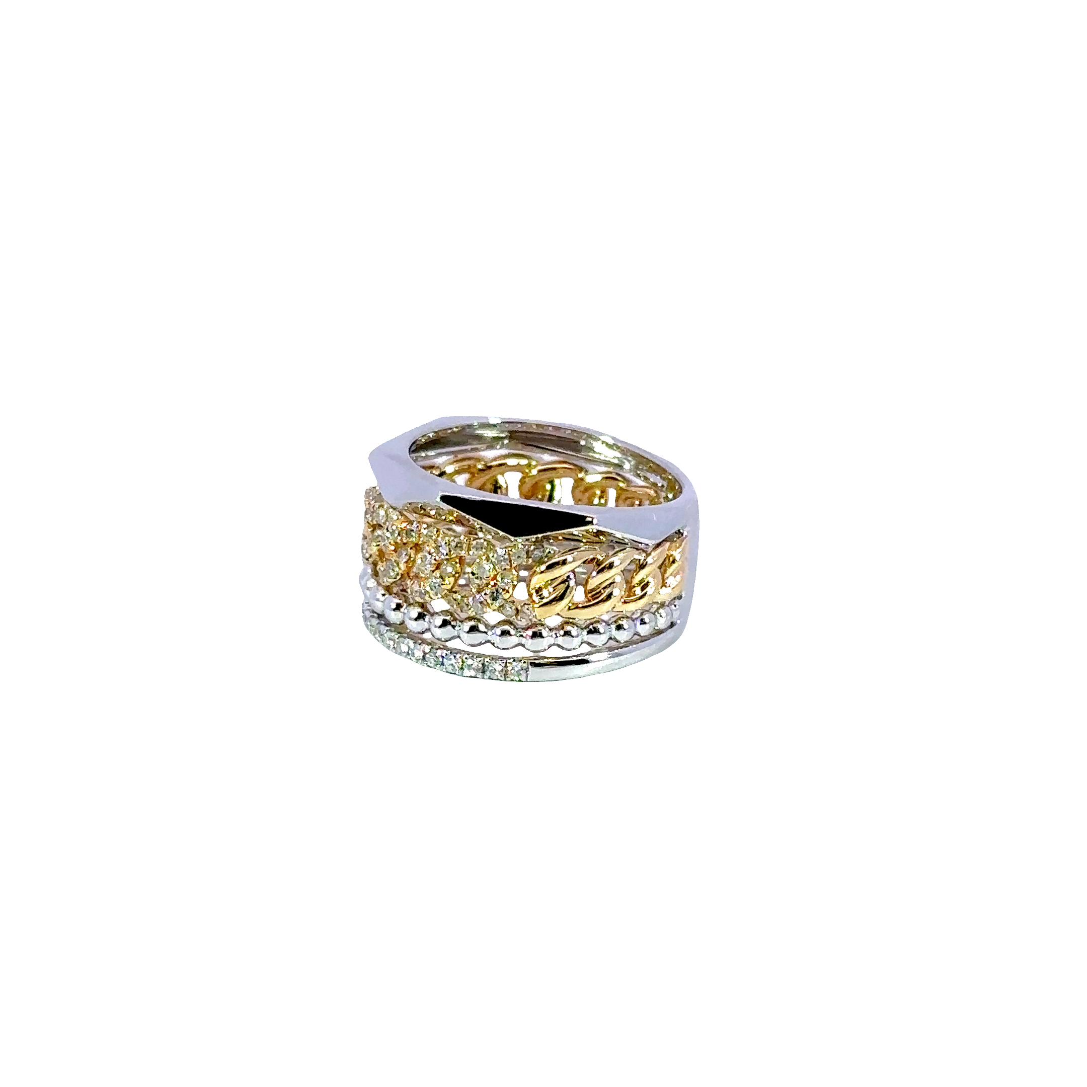 18K Yellow & White Gold Multi-Row Diamond Ring