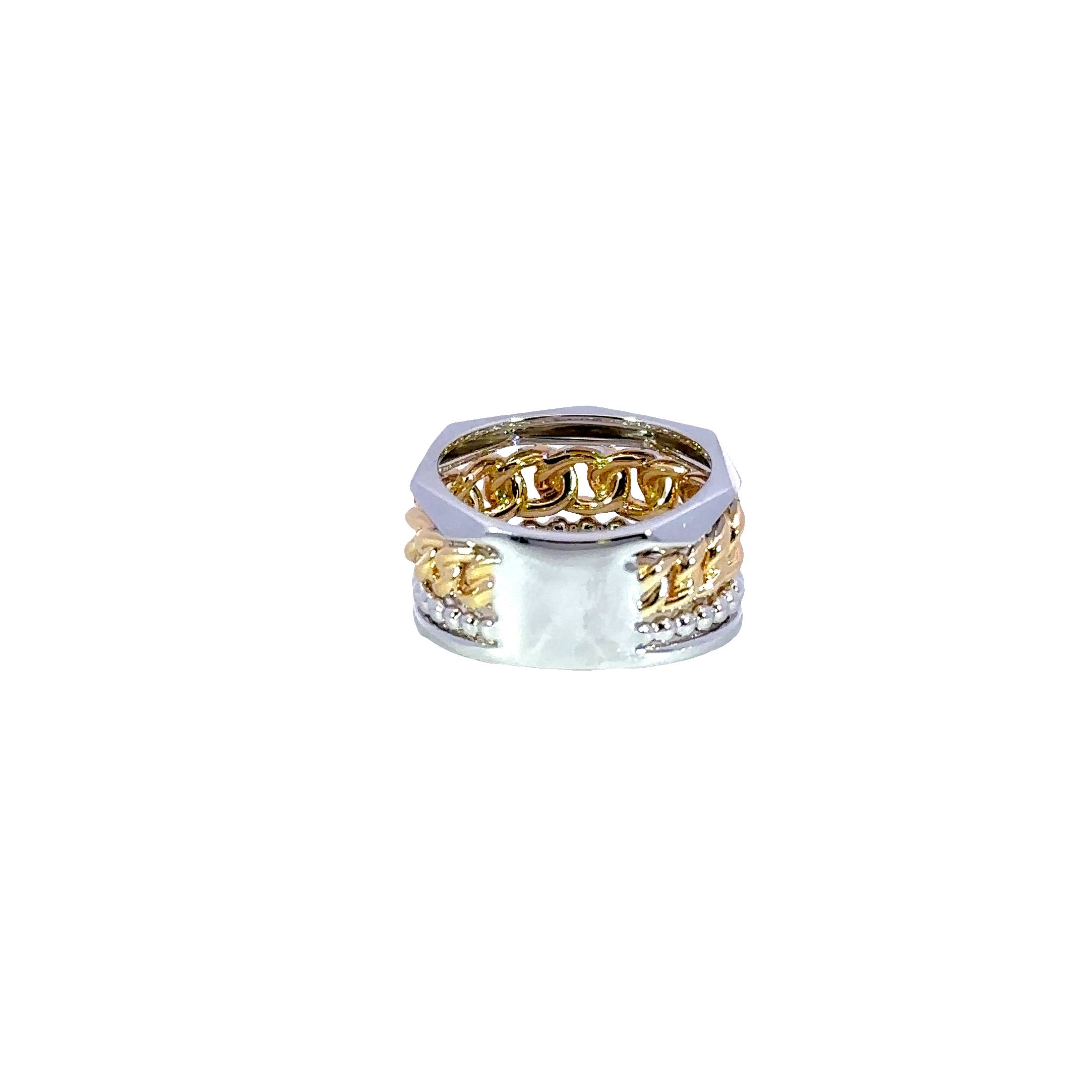 18K Yellow & White Gold Multi-Row Diamond Ring