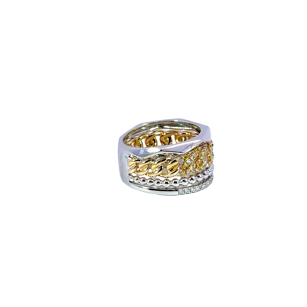 18K Yellow & White Gold Multi-Row Diamond Ring