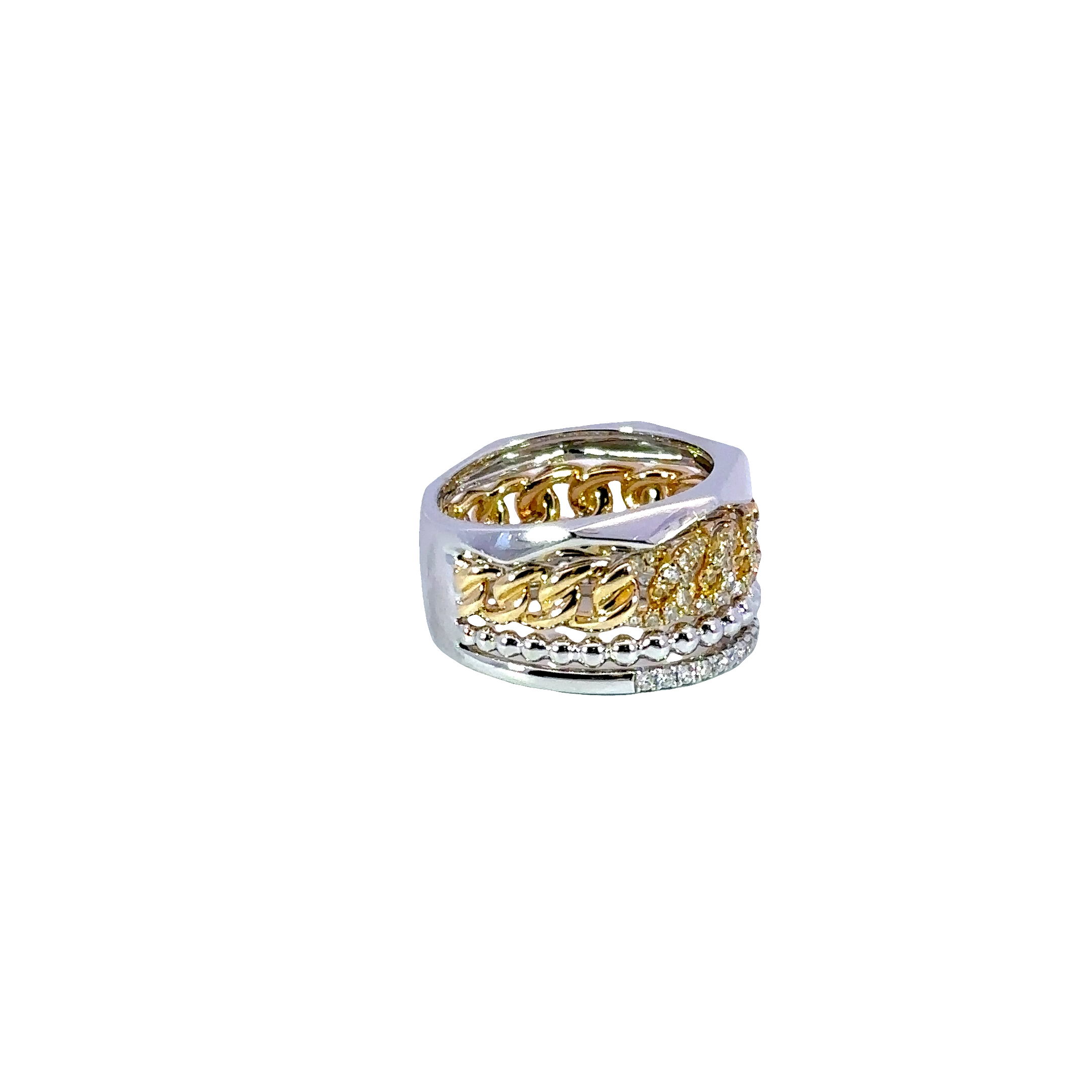 18K Yellow & White Gold Multi-Row Diamond Ring