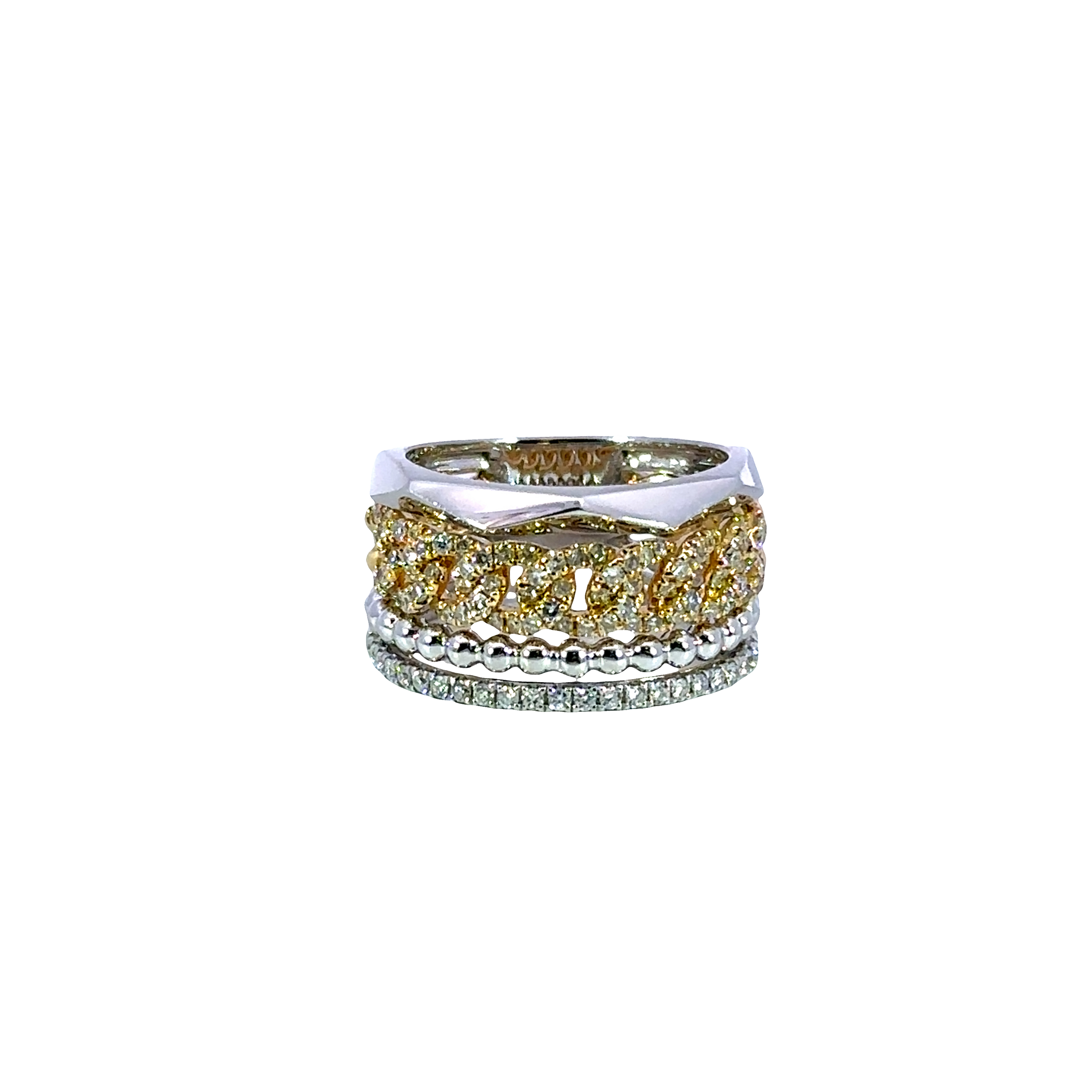 18K Yellow & White Gold Multi-Row Diamond Ring