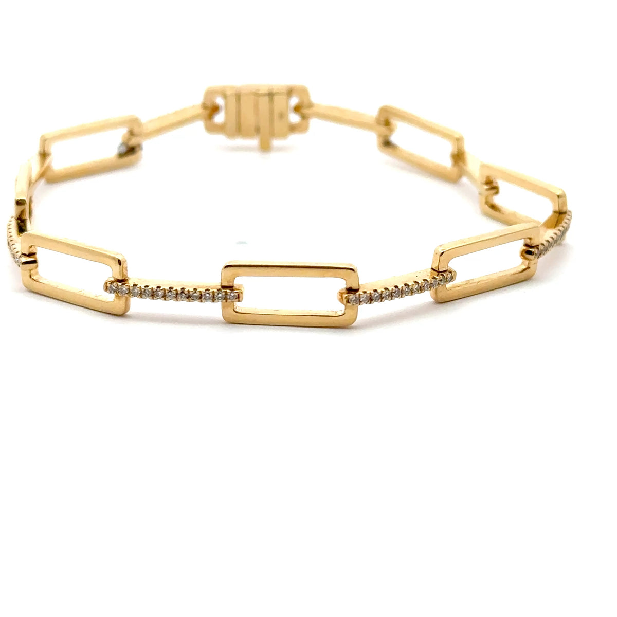 18K Yellow Gold Diamond Link Bracelet