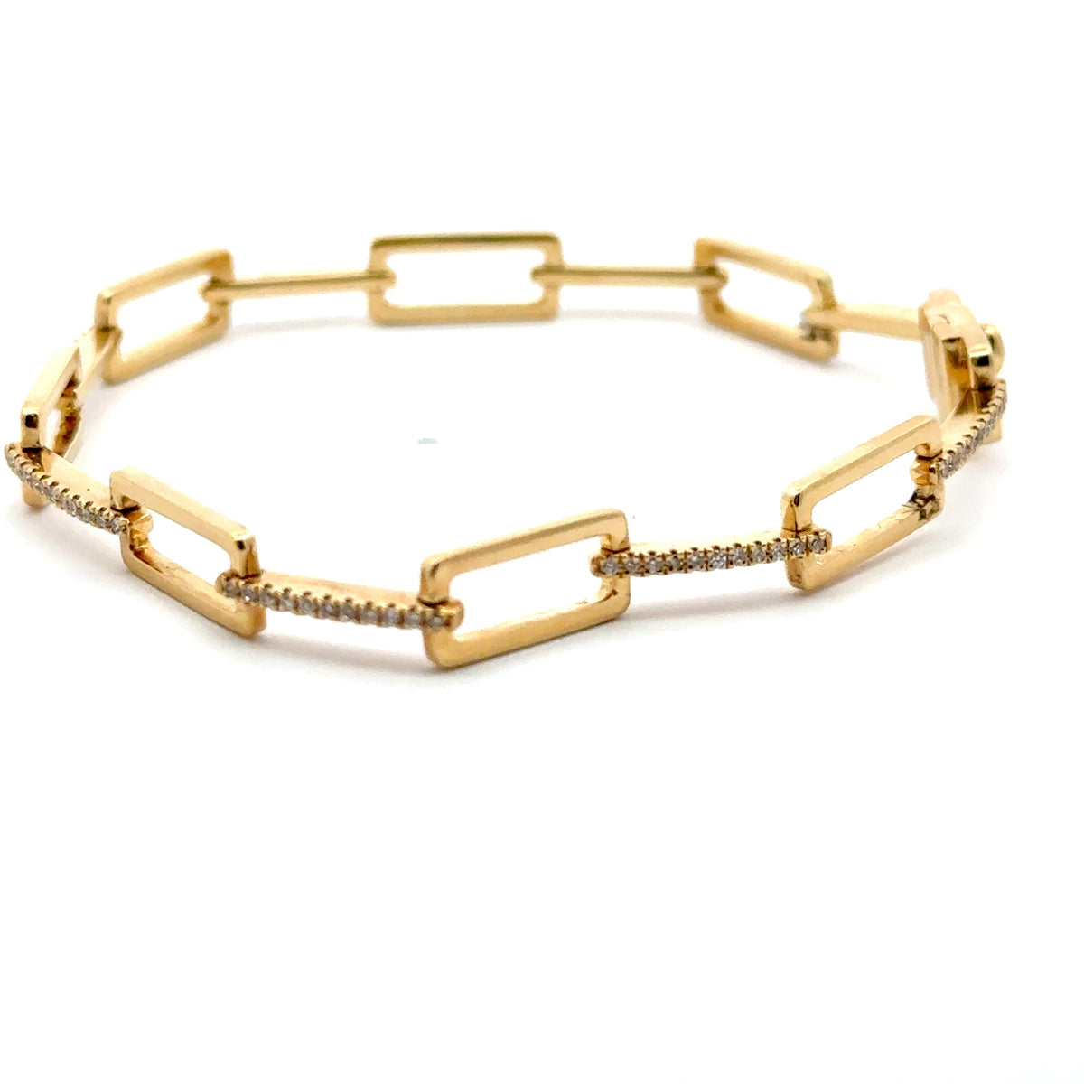 18K Yellow Gold Diamond Link Bracelet