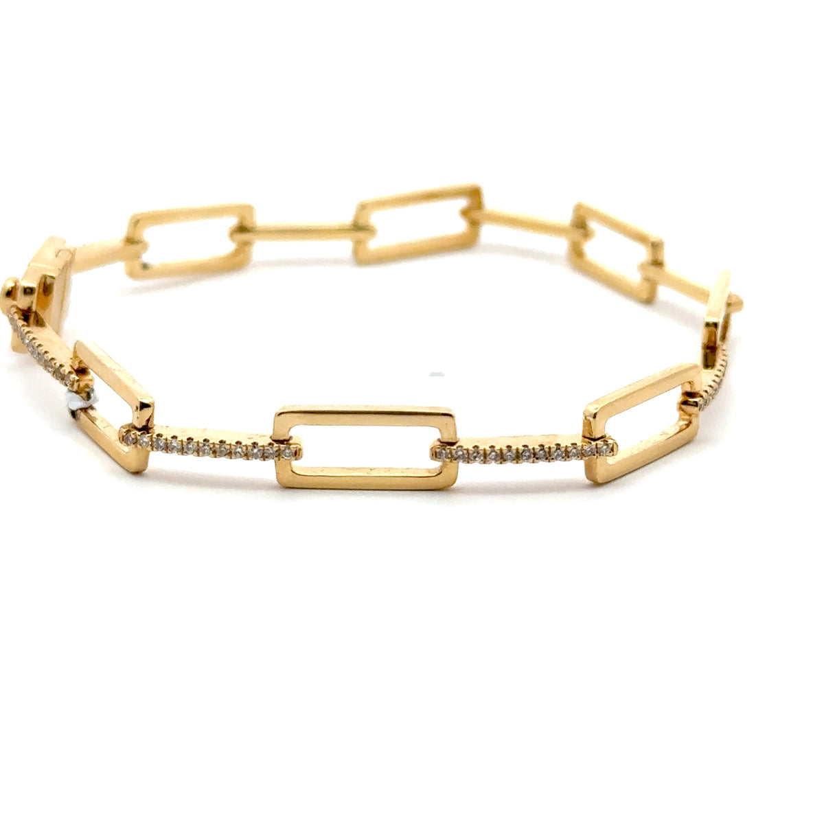 18K Yellow Gold Diamond Link Bracelet