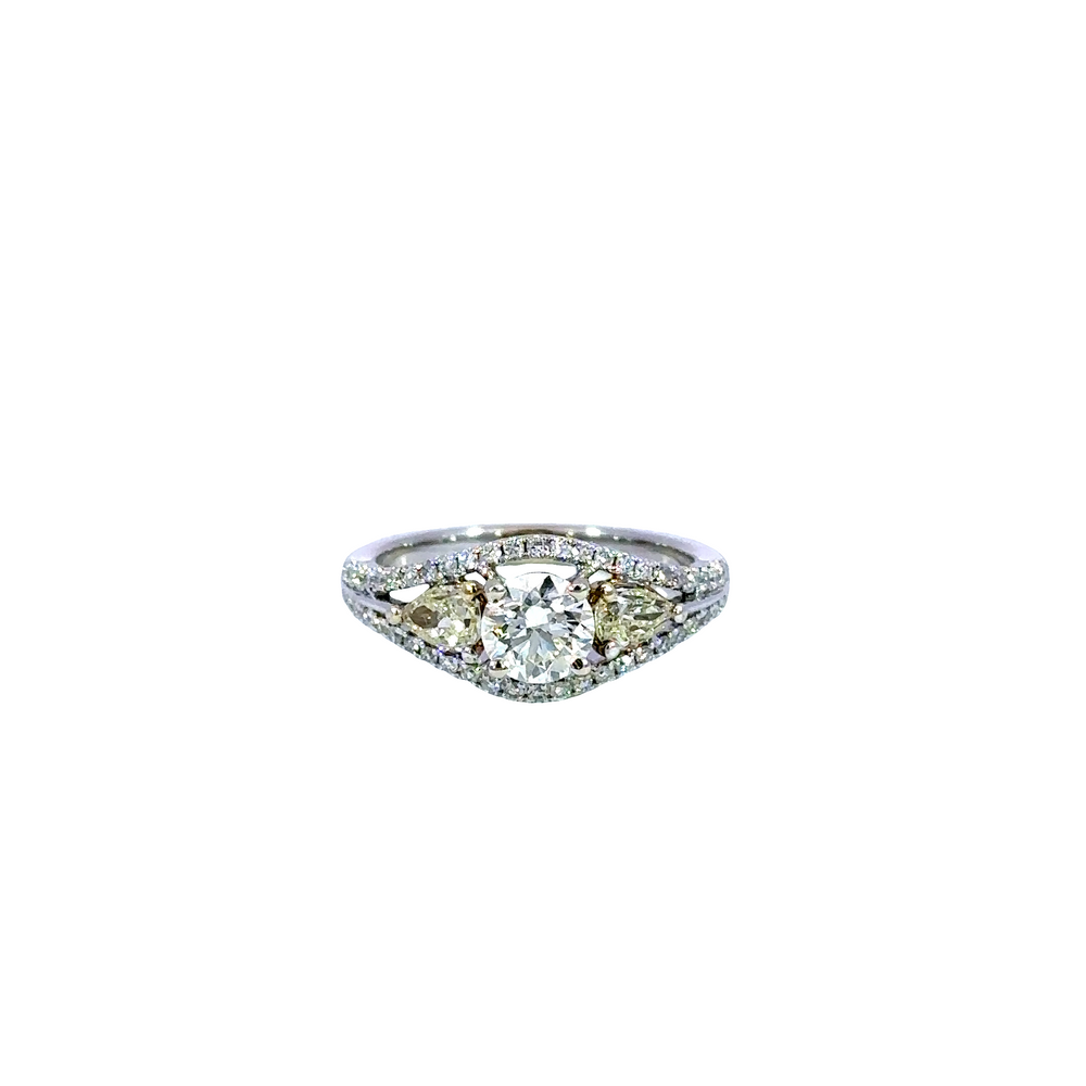 18k Two-Toned Gia Certified Round Diamond Engagement Ring