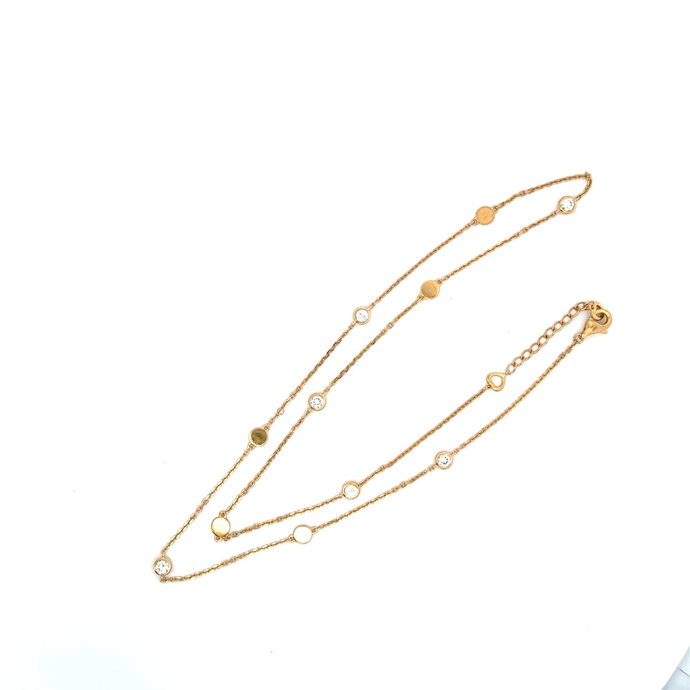 18K Yellow Gold Diamond & Disc Station Necklace