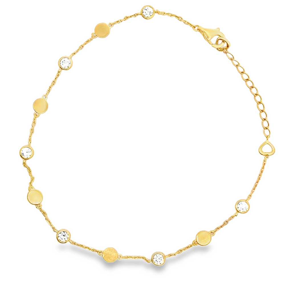 18K Yellow Gold Diamond & Disc Station Bracelet