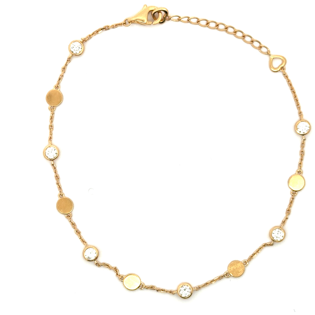 18K Yellow Gold Diamond & Disc Station Bracelet