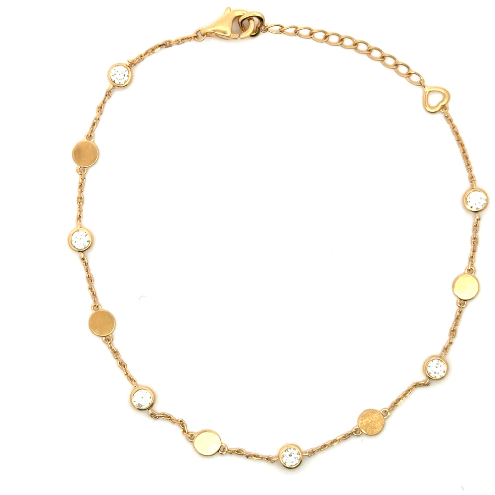 18K Yellow Gold Diamond & Disc Station Bracelet