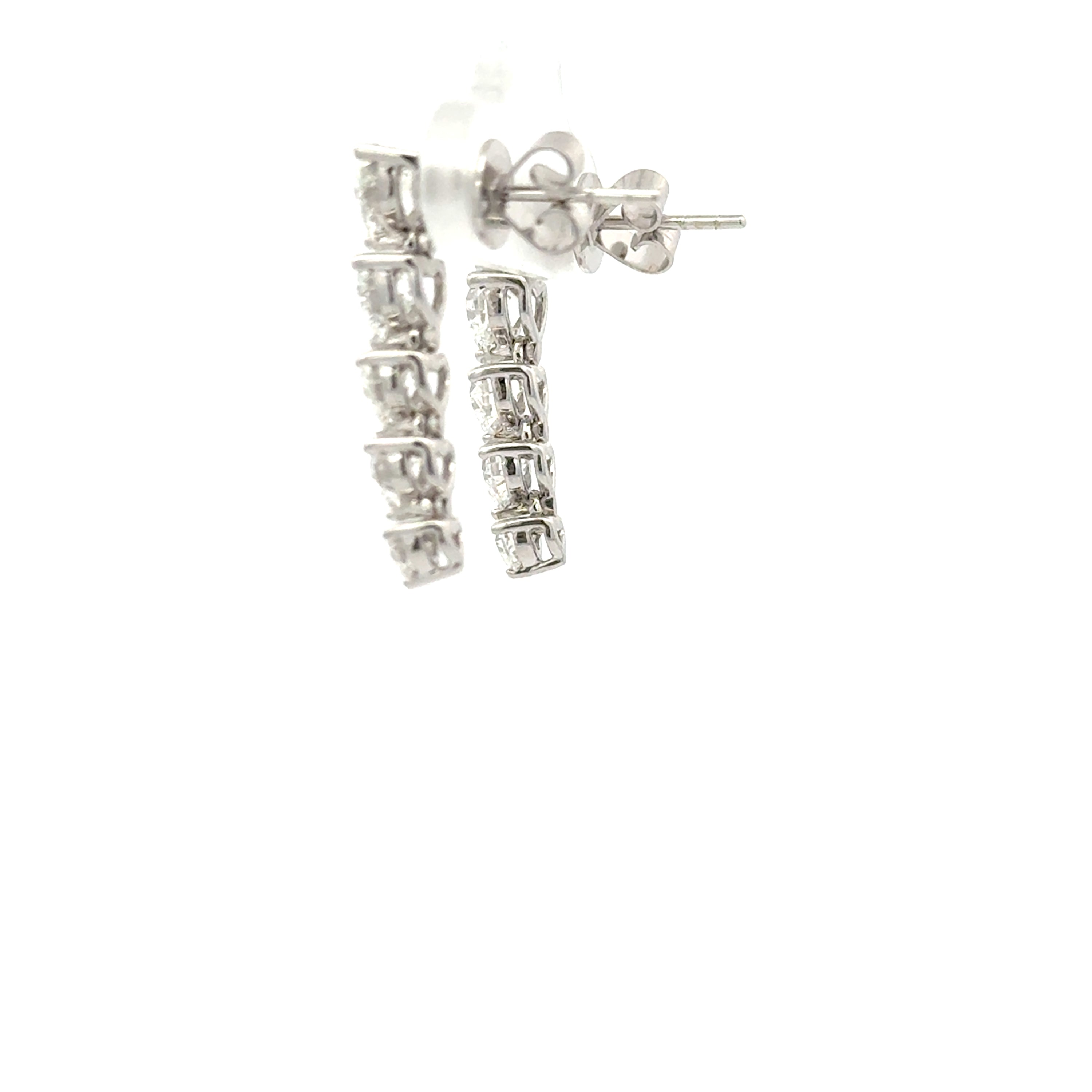 18K White Gold Heart Diamond Drop Earrings 3.26 Carat VS