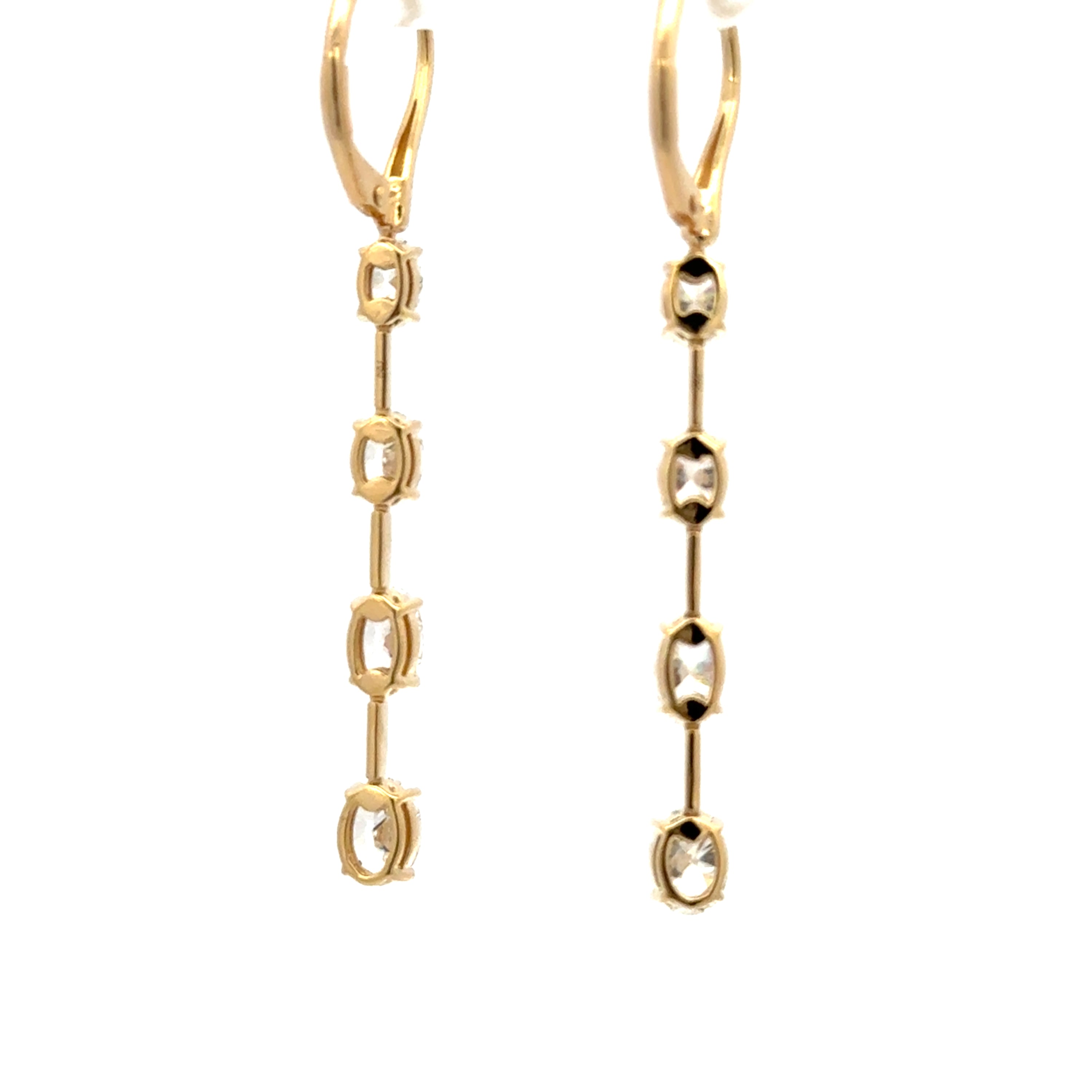 18K Yellow Gold Oval Diamond Drop Earrings 2.48 Carat VS