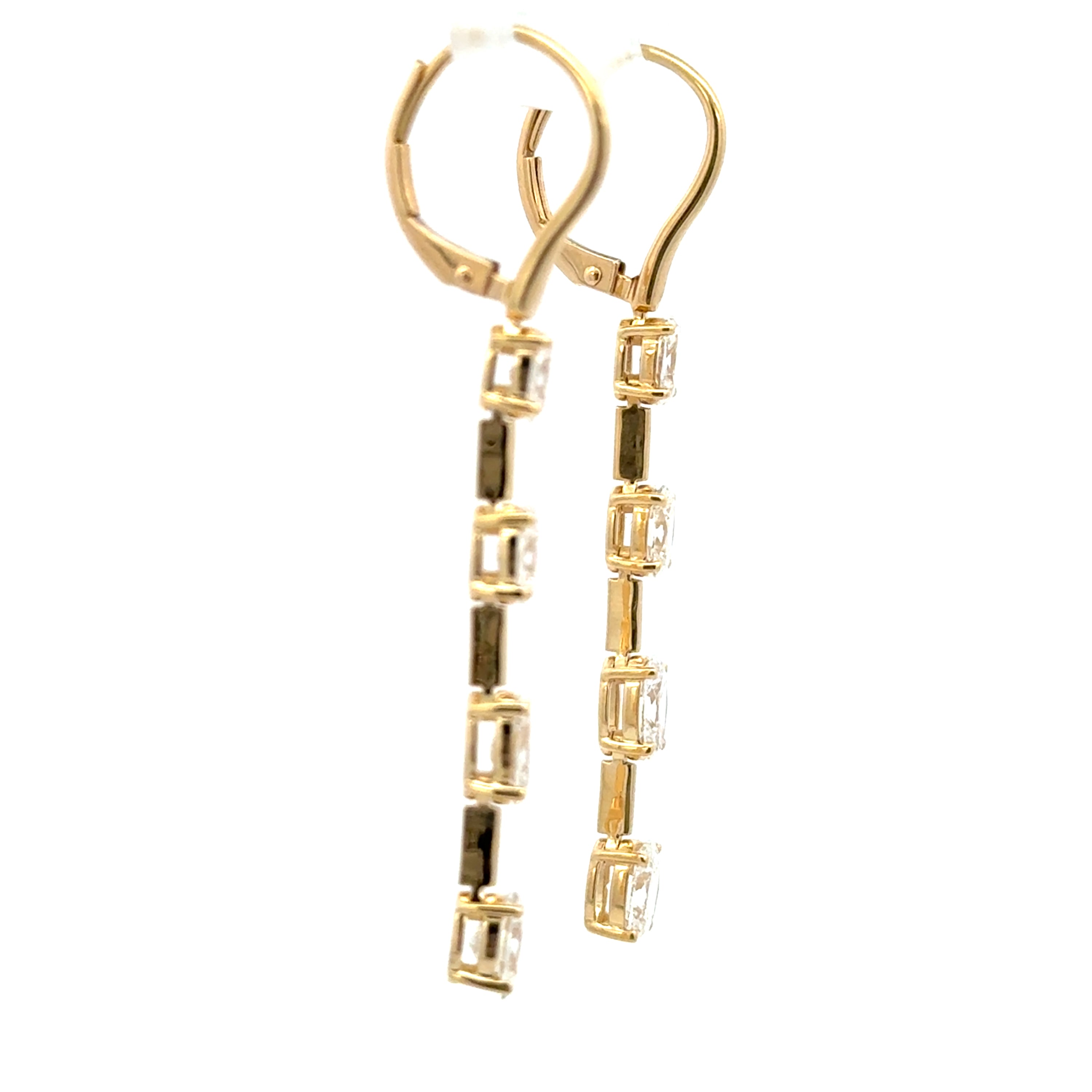 18K Yellow Gold Oval Diamond Drop Earrings 2.48 Carat VS