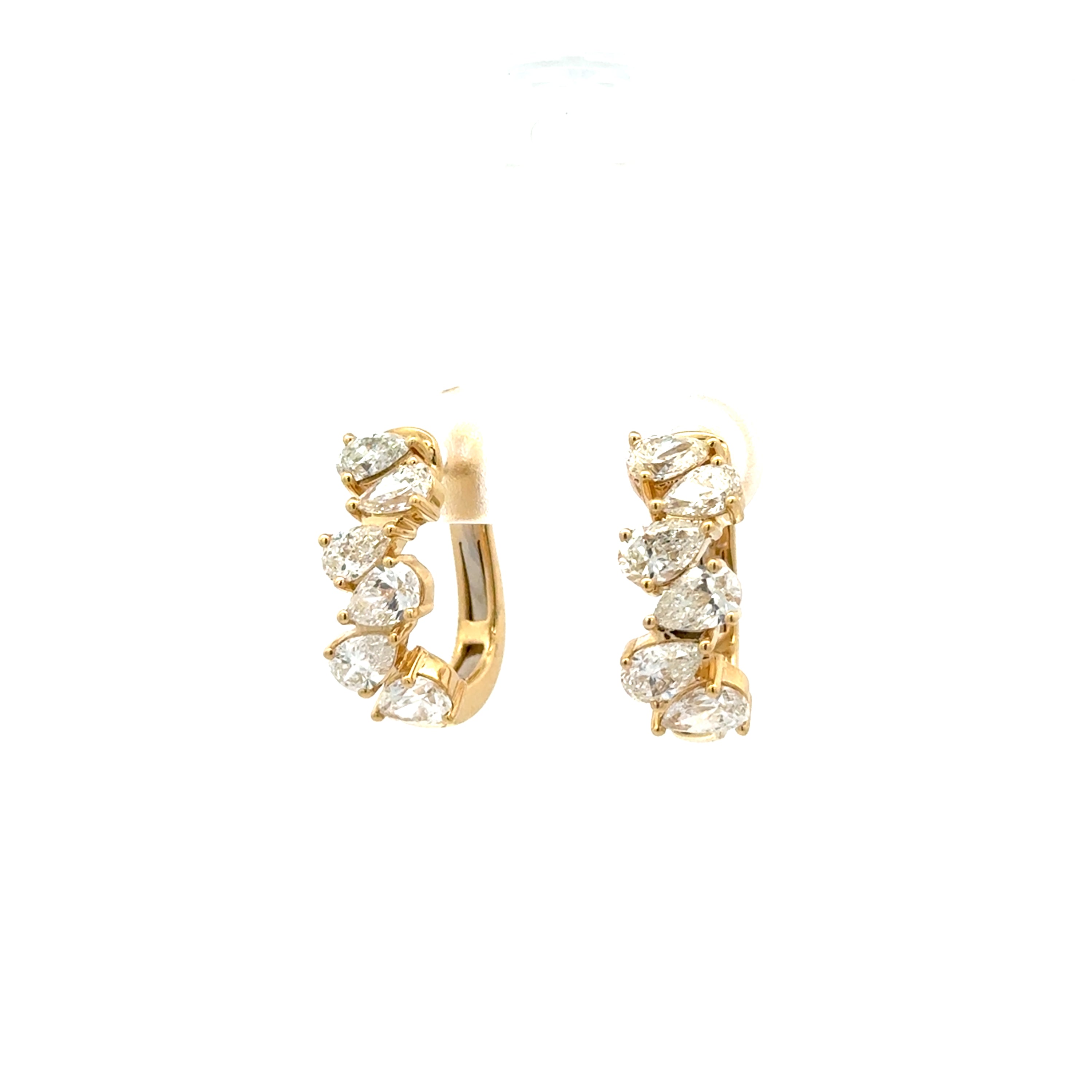18K Yellow Gold Pear Shape Diamond Hoop Earrings