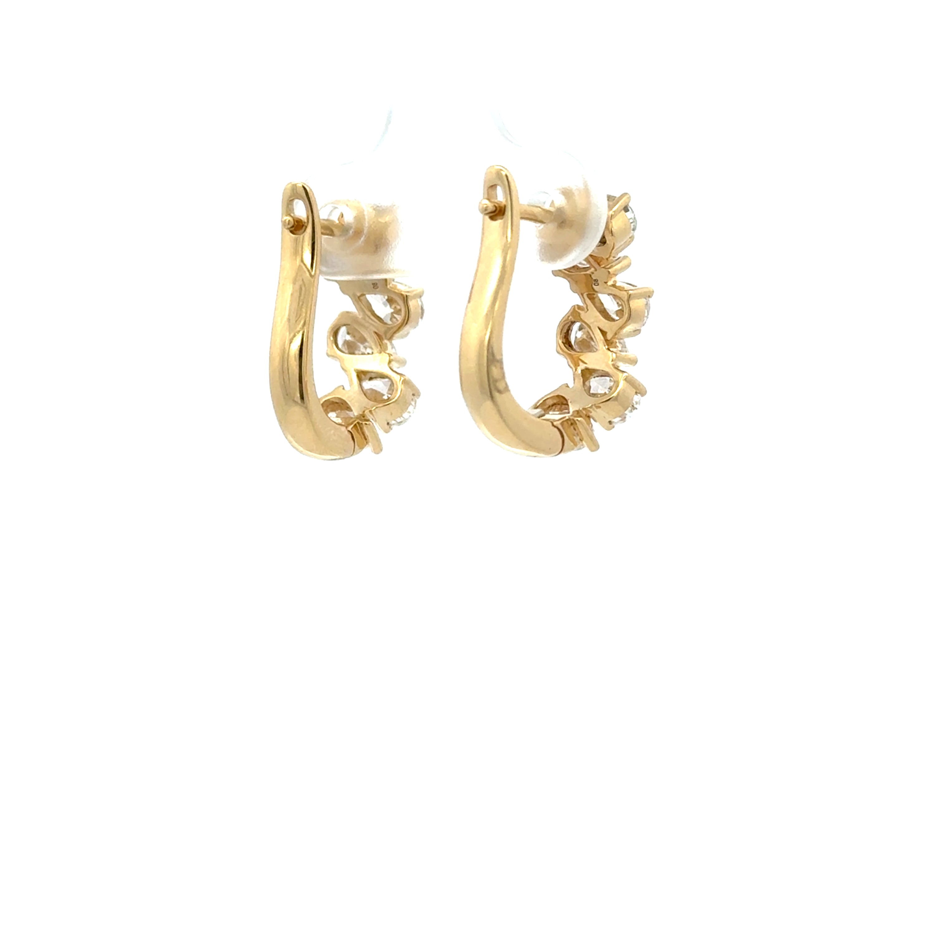 18K Yellow Gold Pear Shape Diamond Hoop Earrings