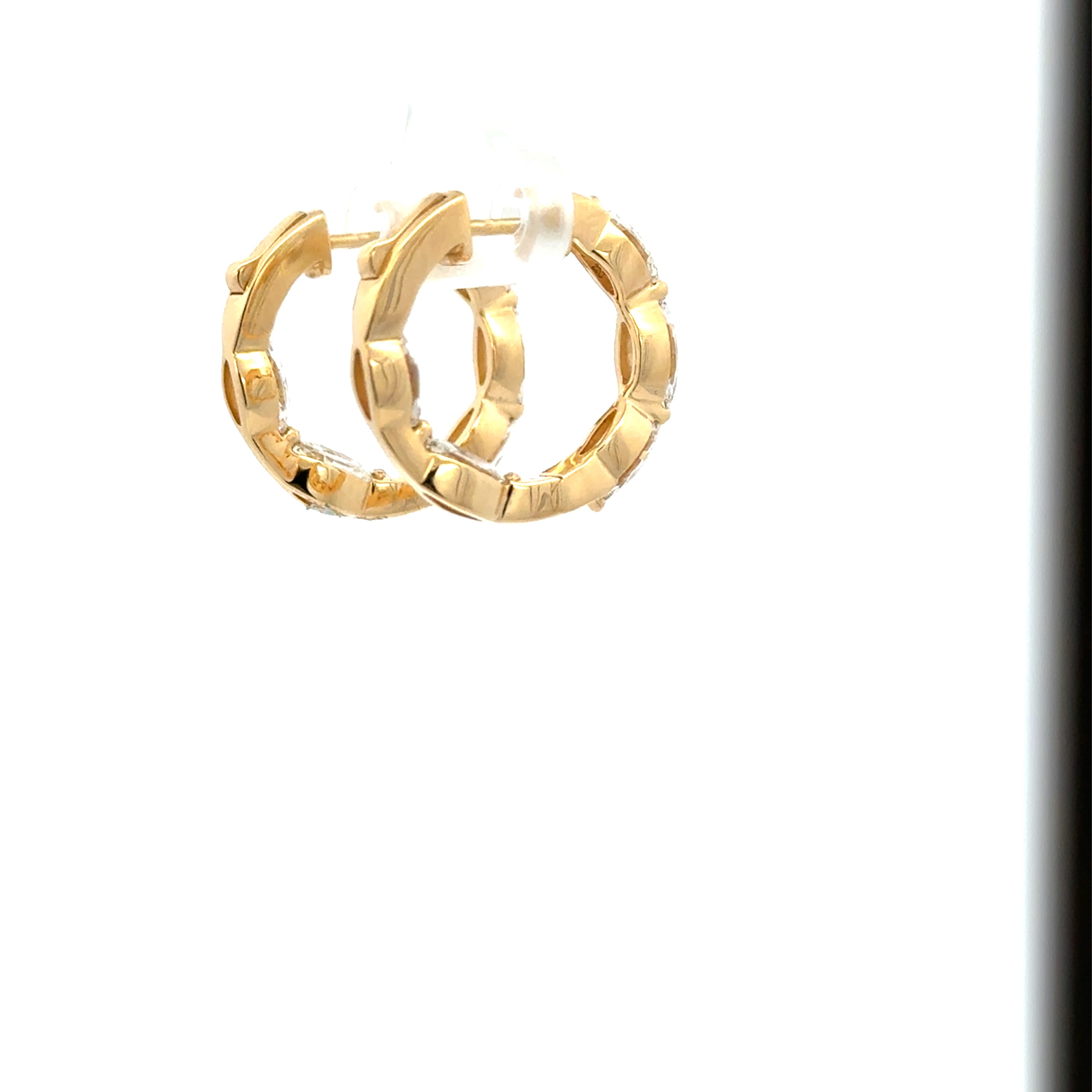 18K Yellow Gold Inside-Out Marquise Diamond Hoop Earrings