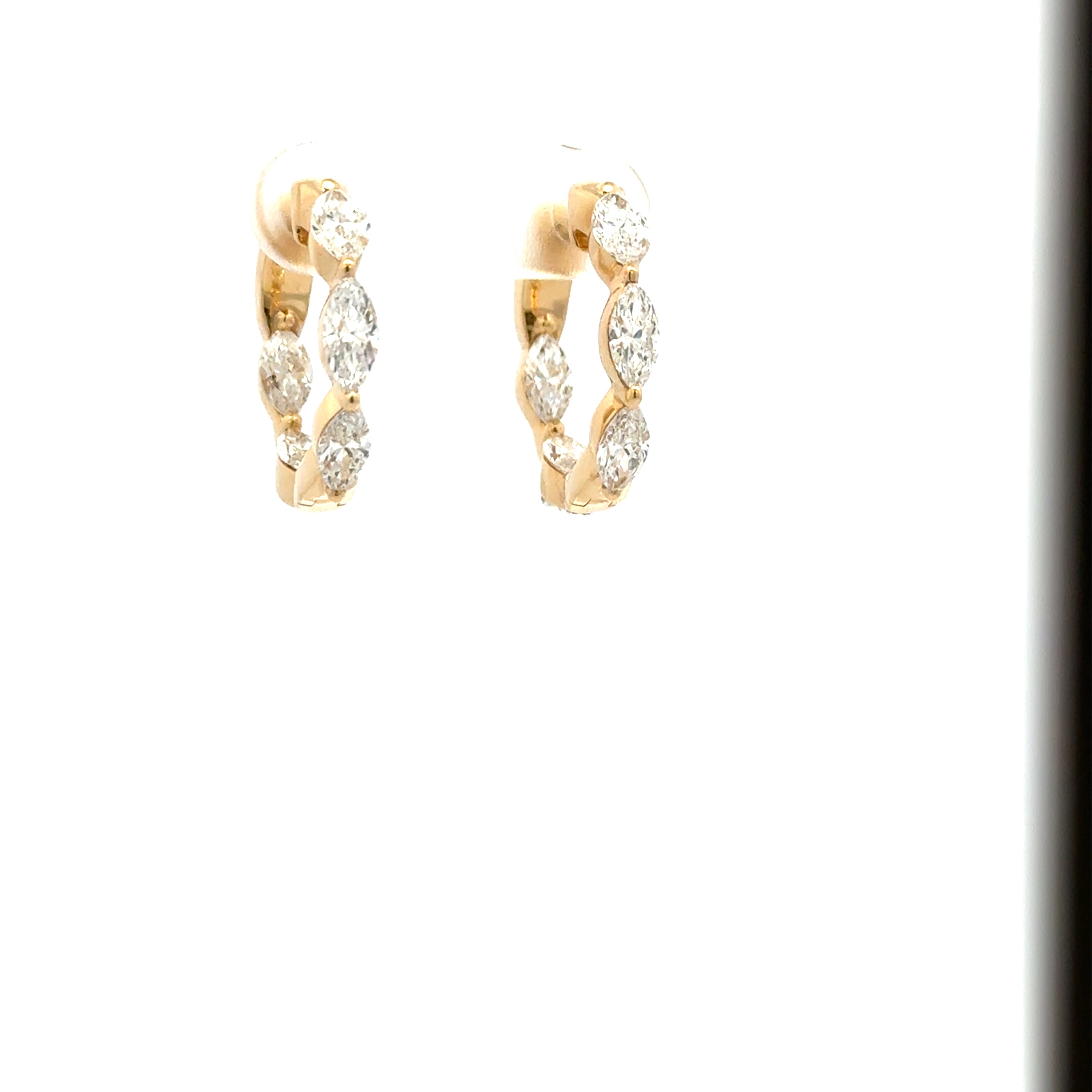 18K Yellow Gold Inside-Out Marquise Diamond Hoop Earrings