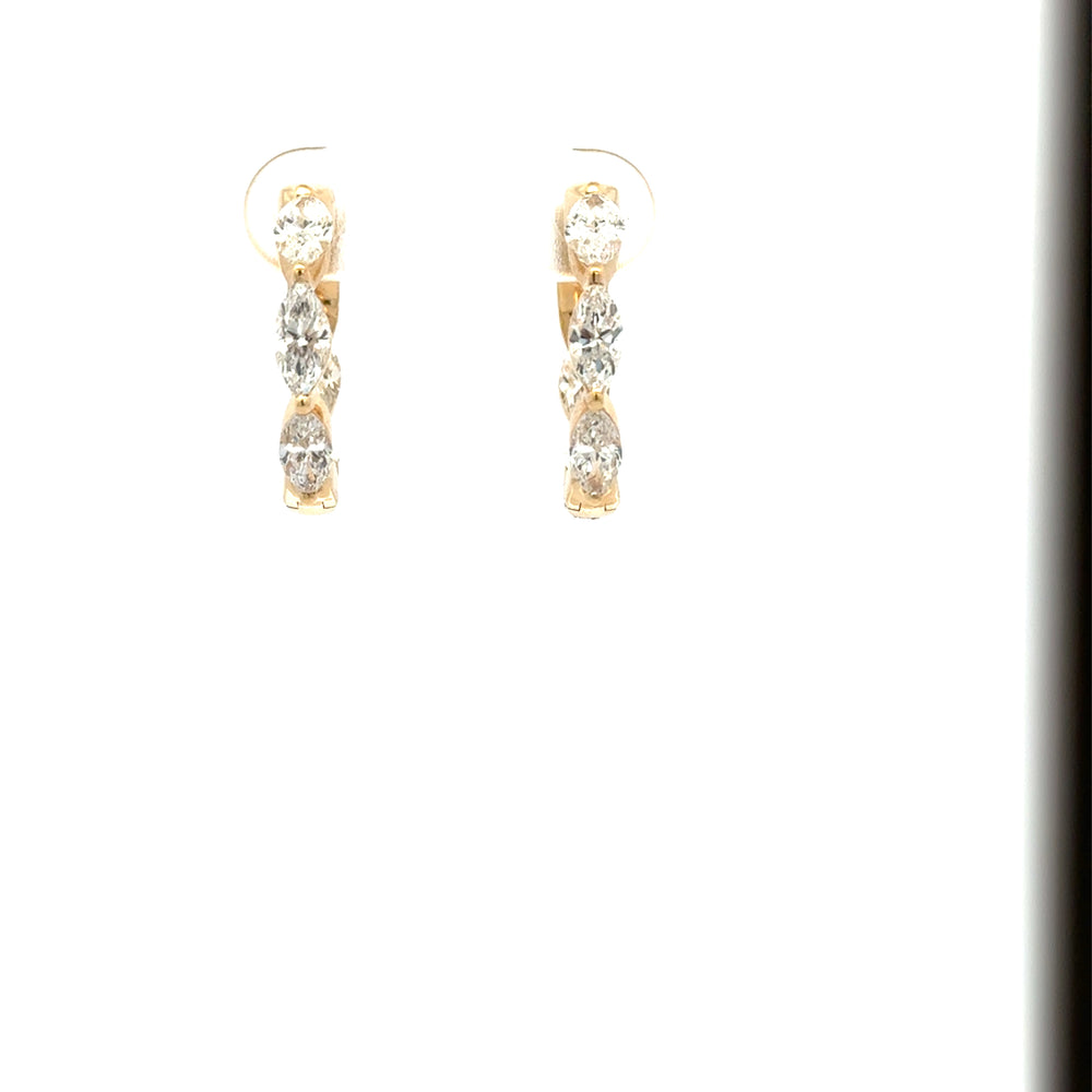 18K Yellow Gold Inside-Out Marquise Diamond Hoop Earrings