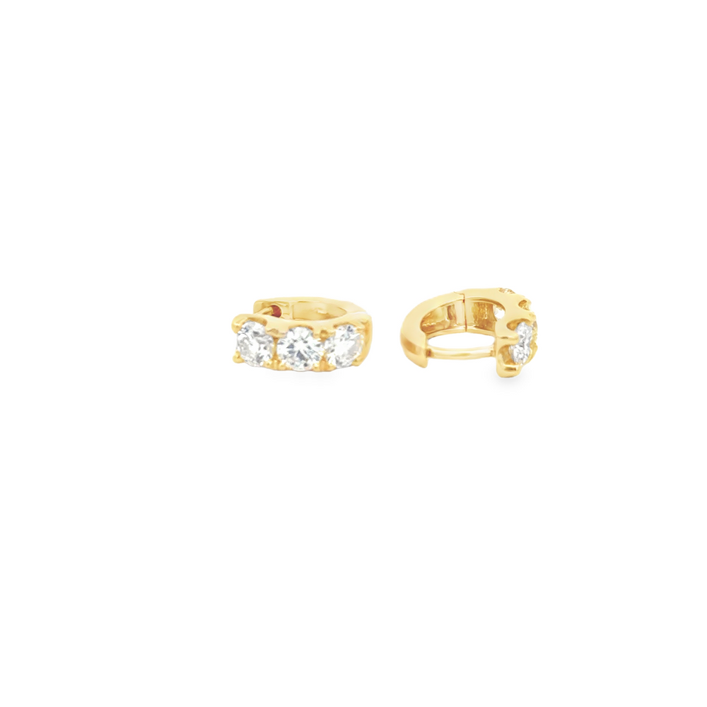 18K Yellow Gold Diamond Huggie Earrings 1.50 Carat