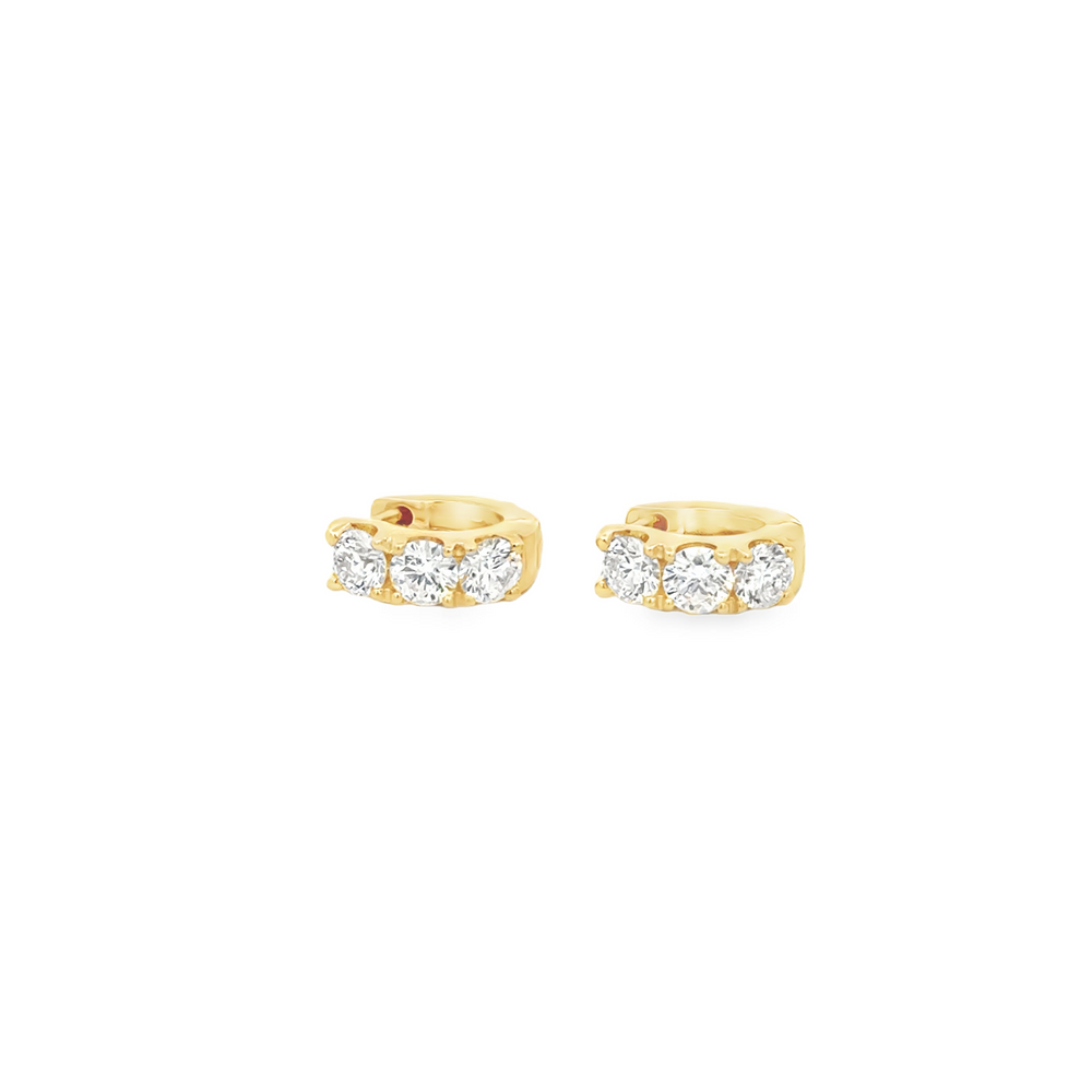 18K Yellow Gold Diamond Huggie Earrings 1.50 Carat