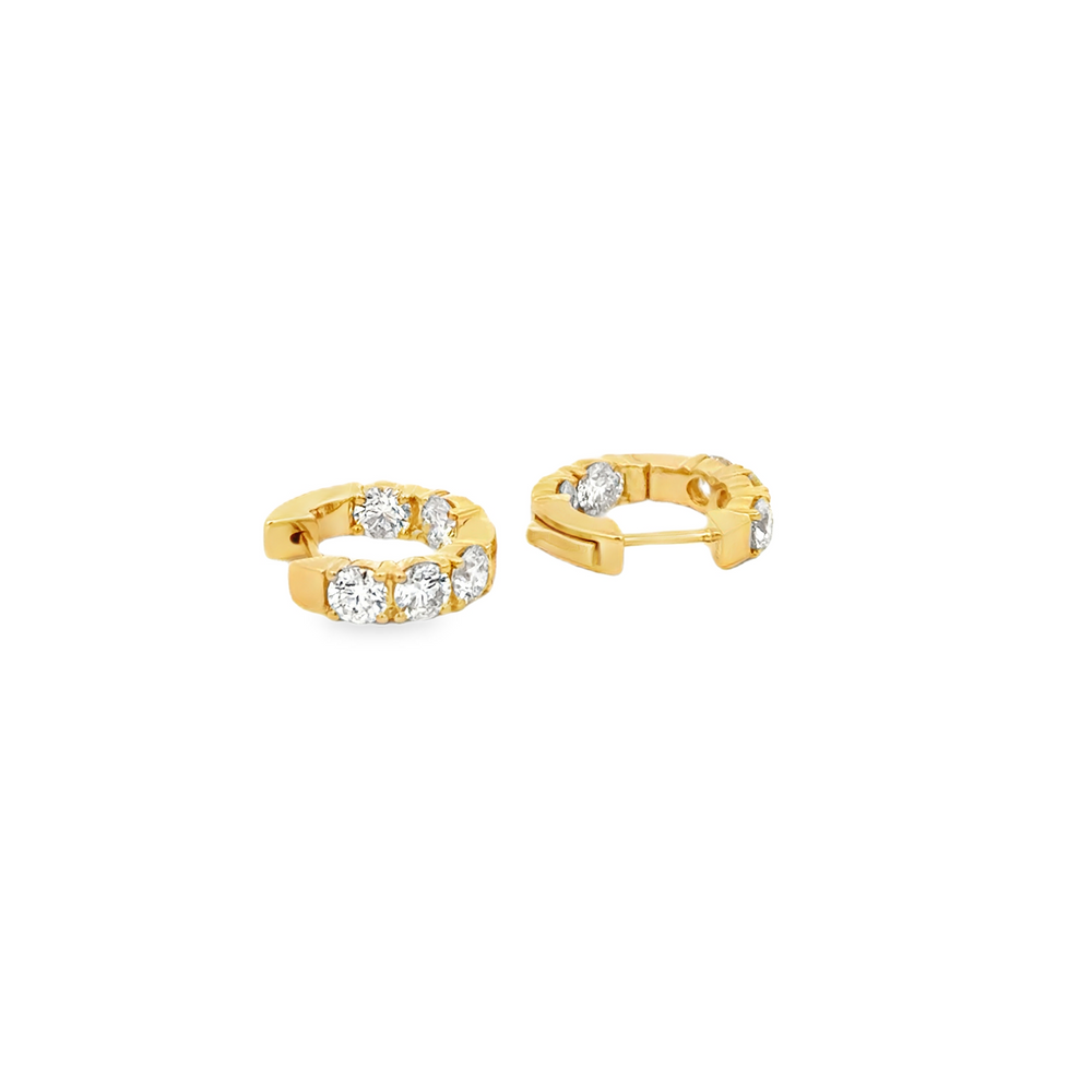 18K Yellow Gold Inside-Out Diamond Hoop Earrings 2.00 Carat