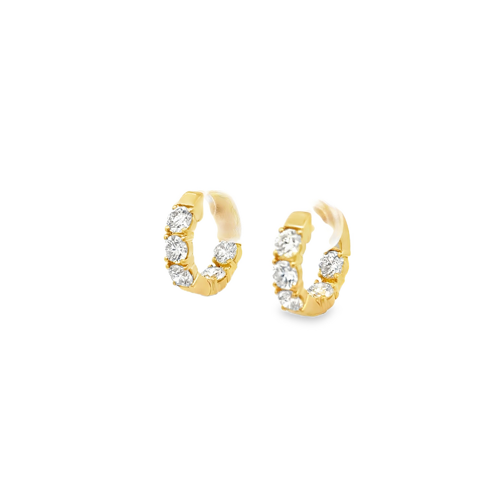 18K Yellow Gold Inside-Out Diamond Hoop Earrings 2.00 Carat