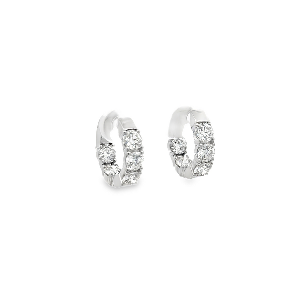 18K White Gold Inside-Out Diamond Hoop Earrings 2.60 Carat