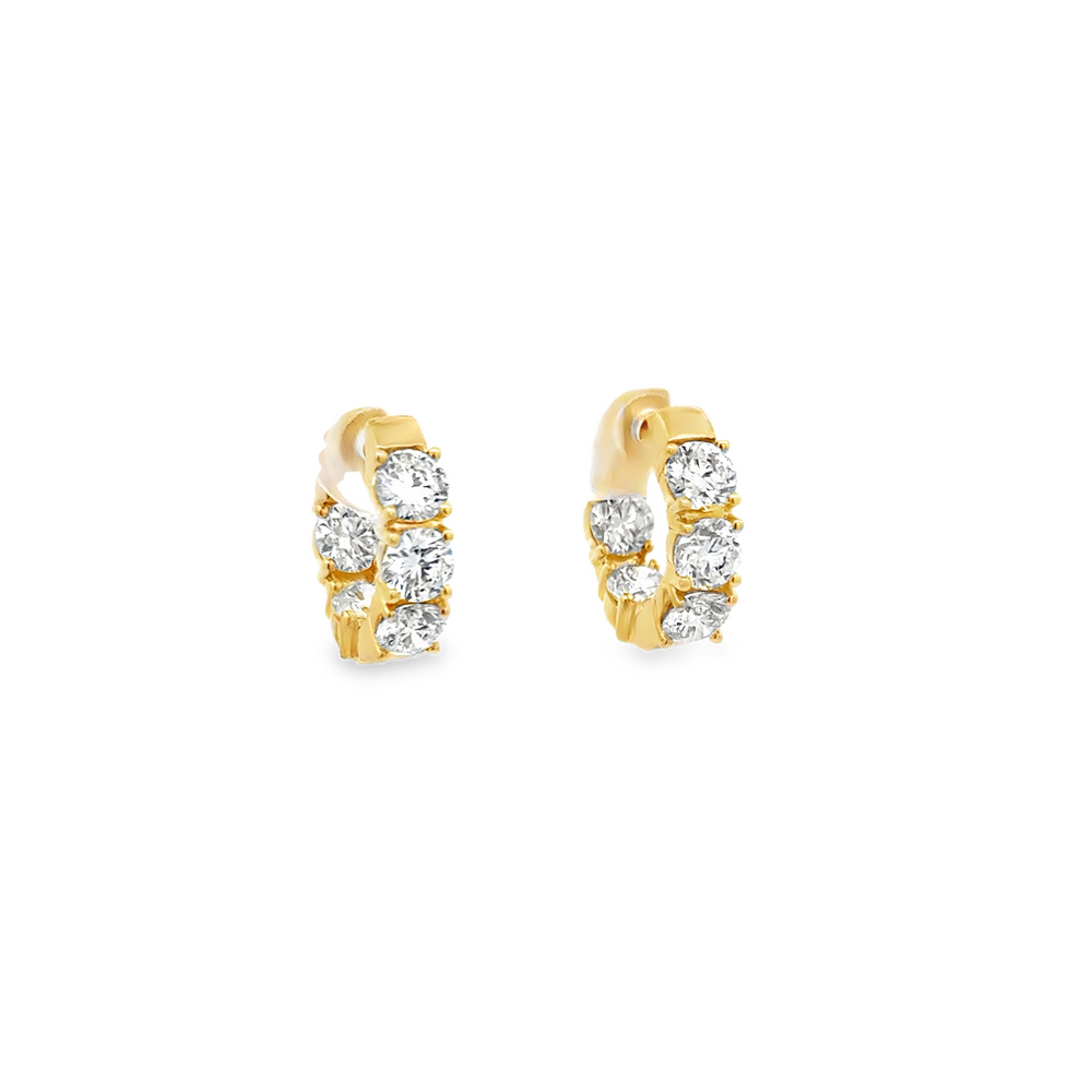 18K Yellow Gold Inside-Out Diamond Hoop Earrings 3.25 Carat