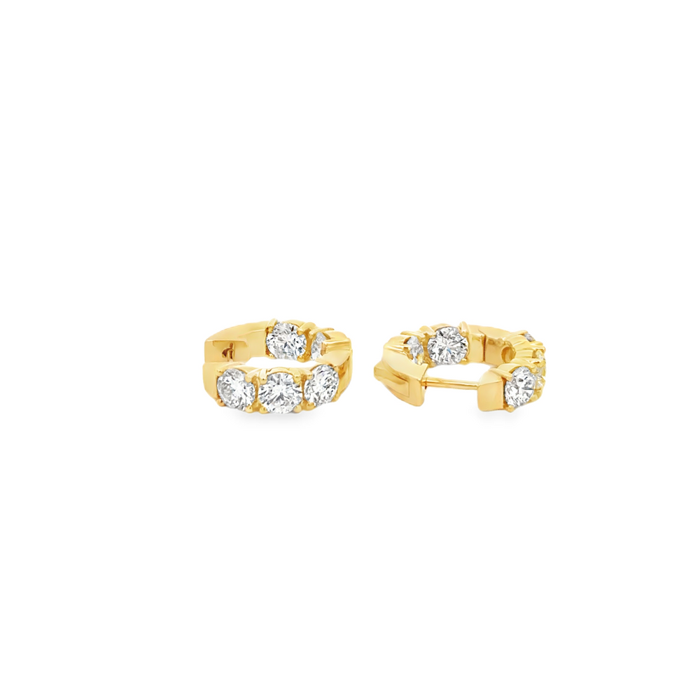 18K Yellow Gold Inside-Out Diamond Hoop Earrings 3.25 Carat