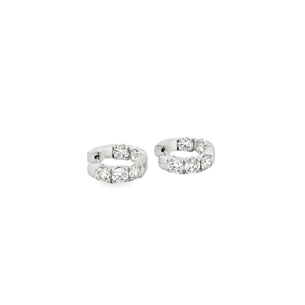 18K White Gold Inside-Out Diamond Hoop Earrings 1.60 Carat