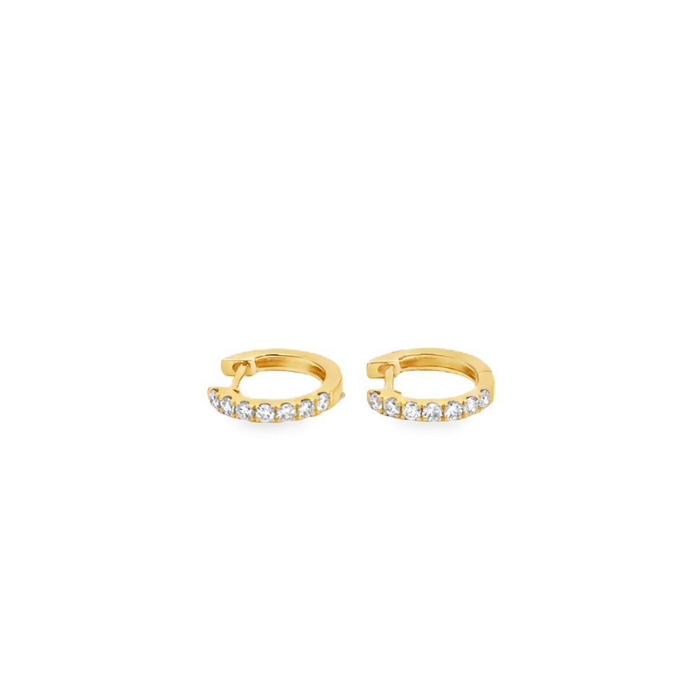 18K Gold Diamond Huggie Hoop Earrings 0.30 Carat