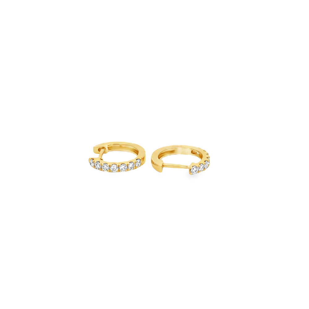 18K Gold Diamond Huggie Hoop Earrings 0.30 Carat