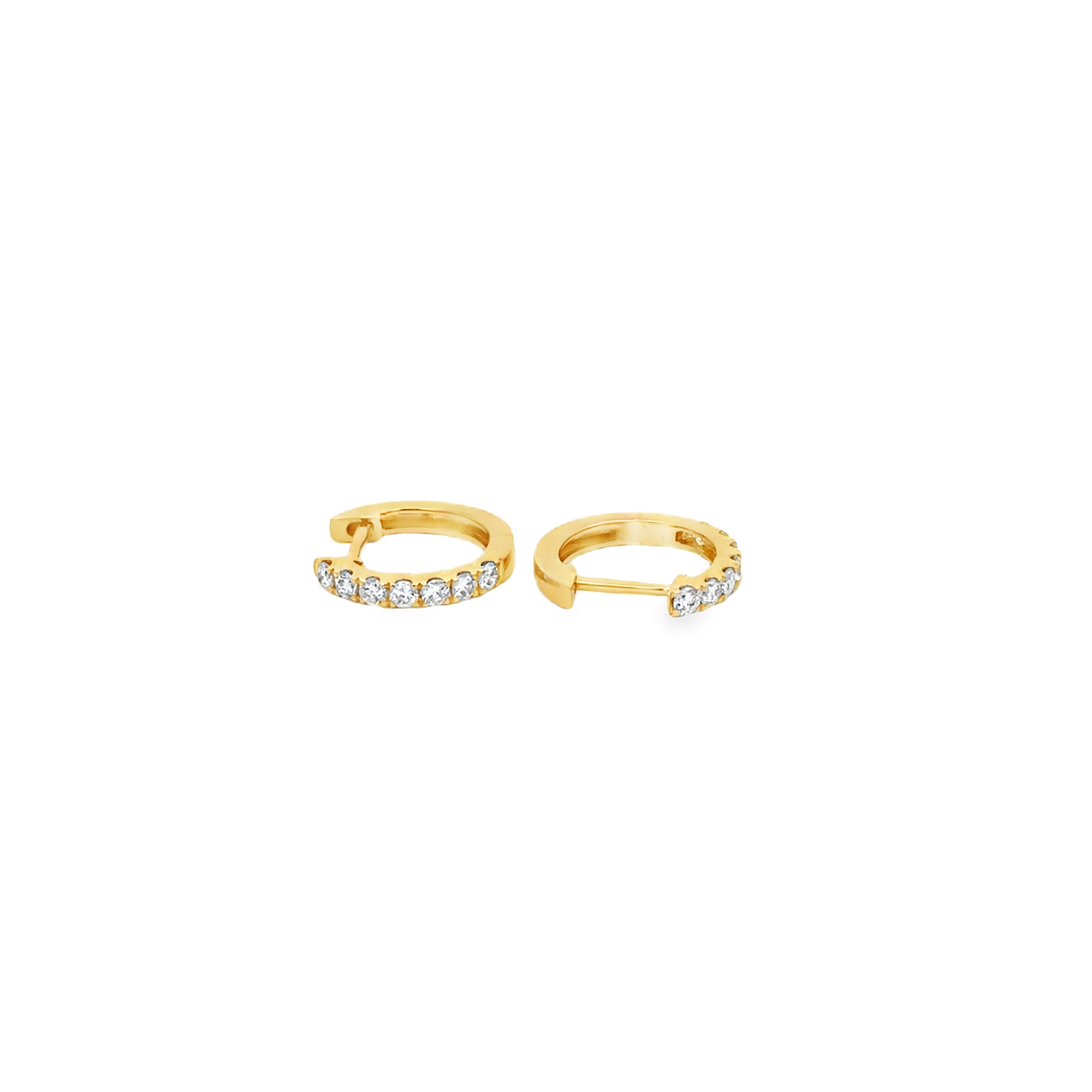 18K Gold Diamond Huggie Hoop Earrings 0.30 Carat
