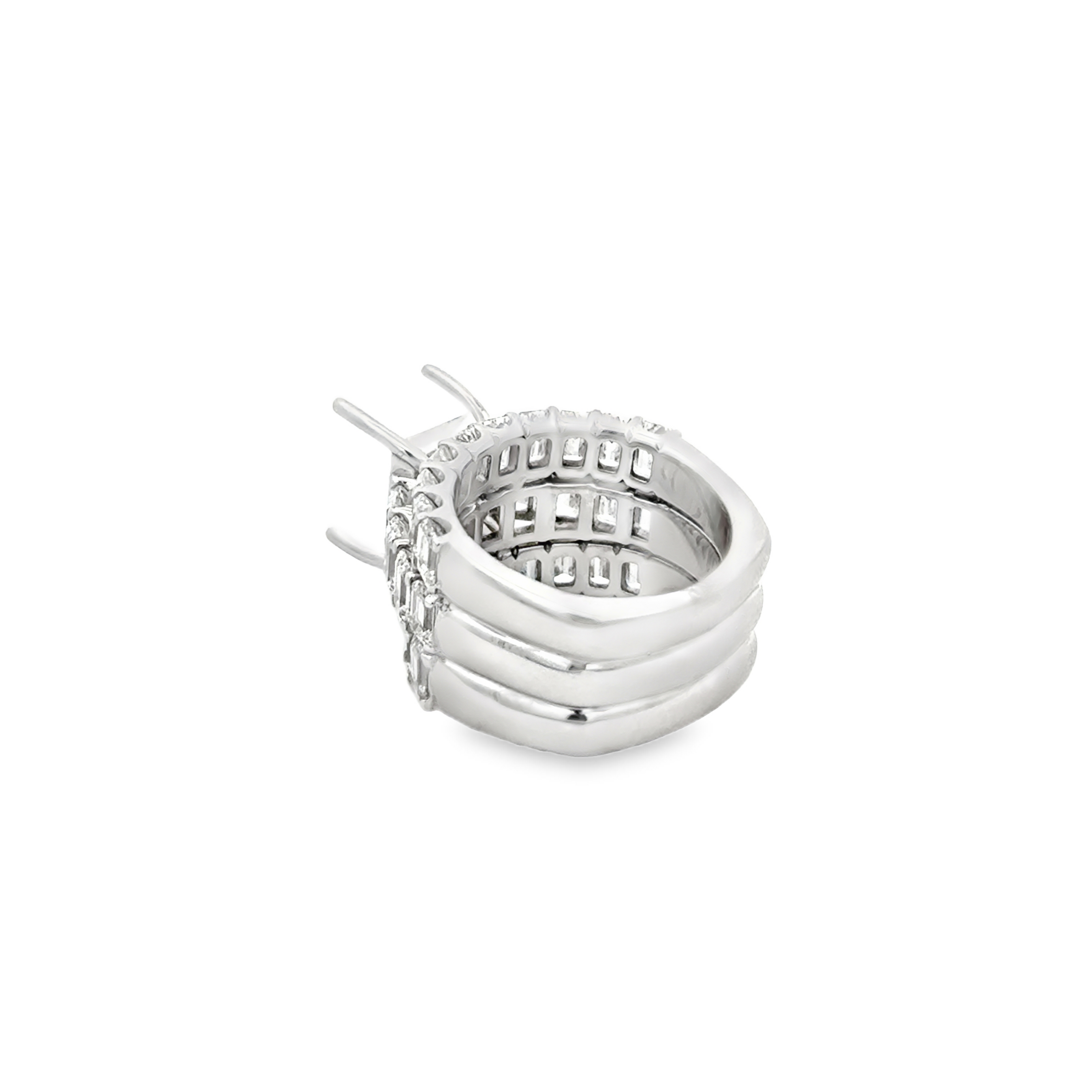 18K Gold Emerald Cut Diamond Semi-Mount Bridal Set 6.90 Carat
