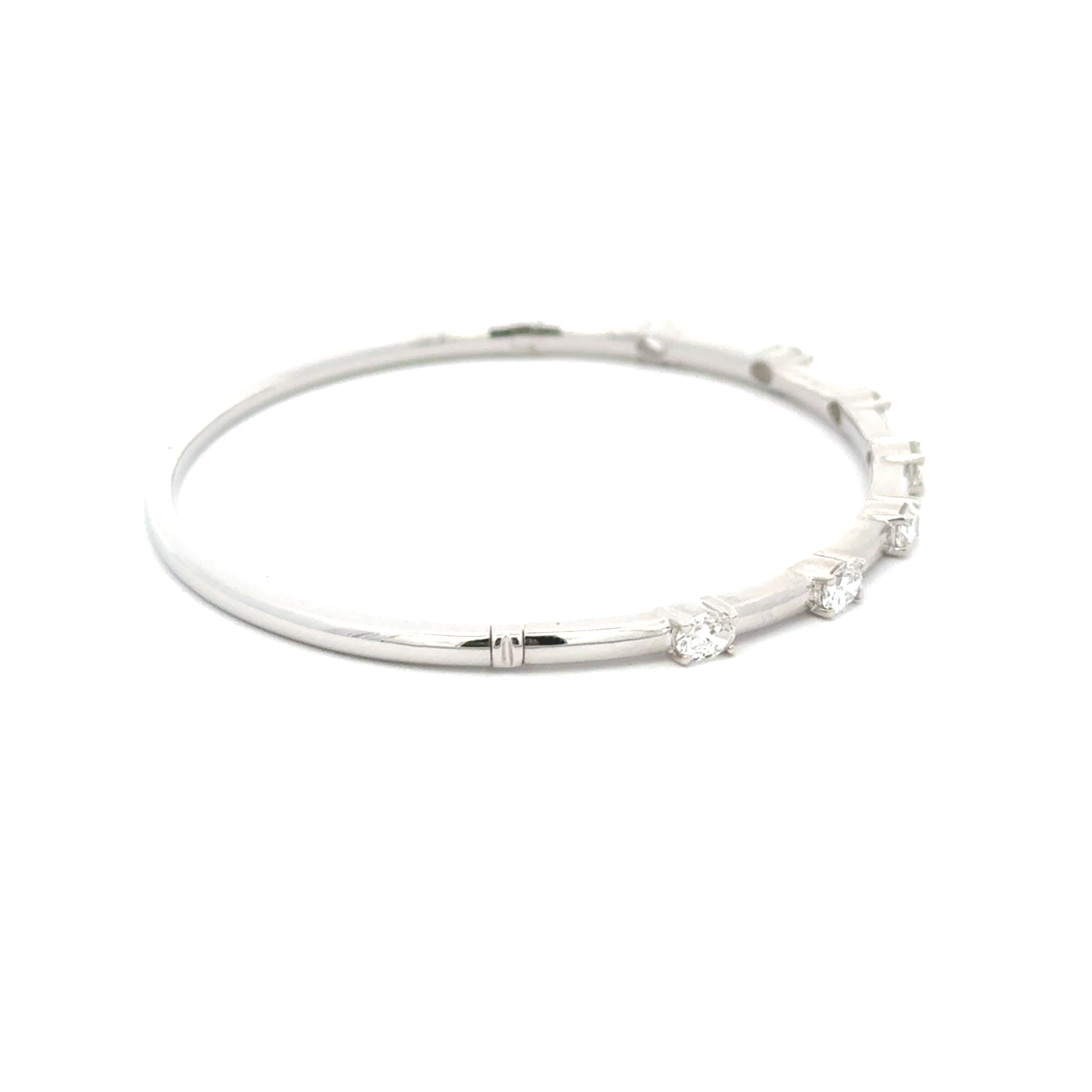18K White Gold Diamond Bangle 1.35 Carats – Oval Diamond Station Bracelet
