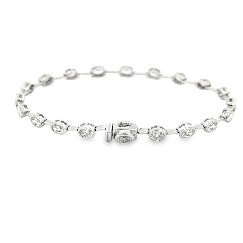 18K White Gold Oval Diamond Bracelet 3.00cttw – 20 Oval Diamonds VS – Bezel Set
