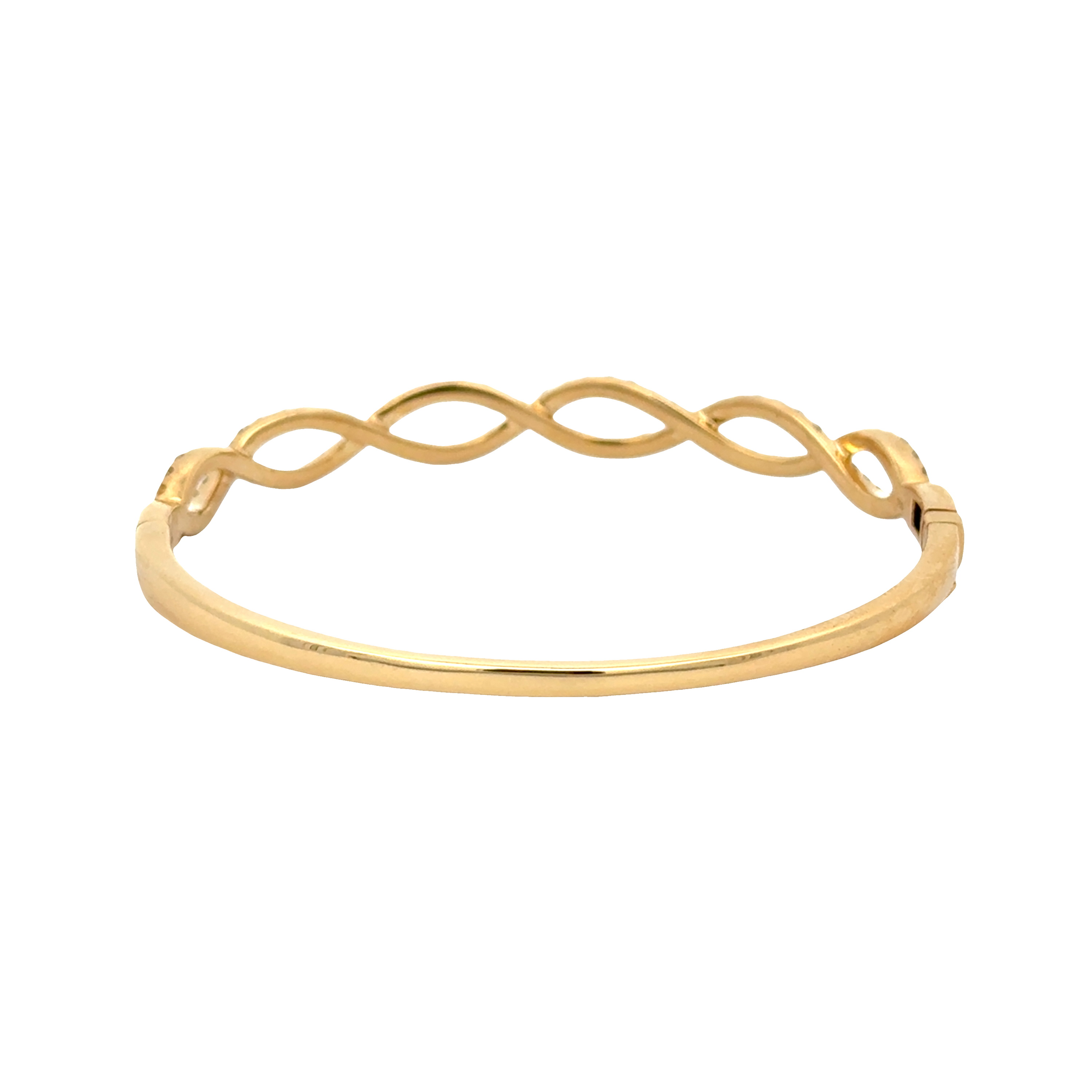 18K Yellow Gold Diamond Twist Bangle Bracelet– Infinity Style Halfway Bangle