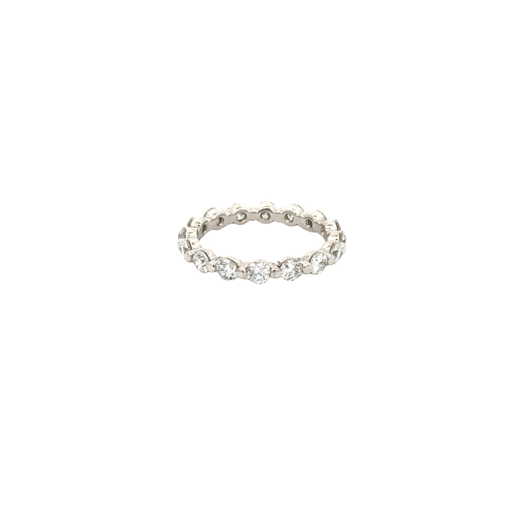 14K White Gold Diamond Eternity Ring 2.01 Carats – Shared Prong Wedding Band