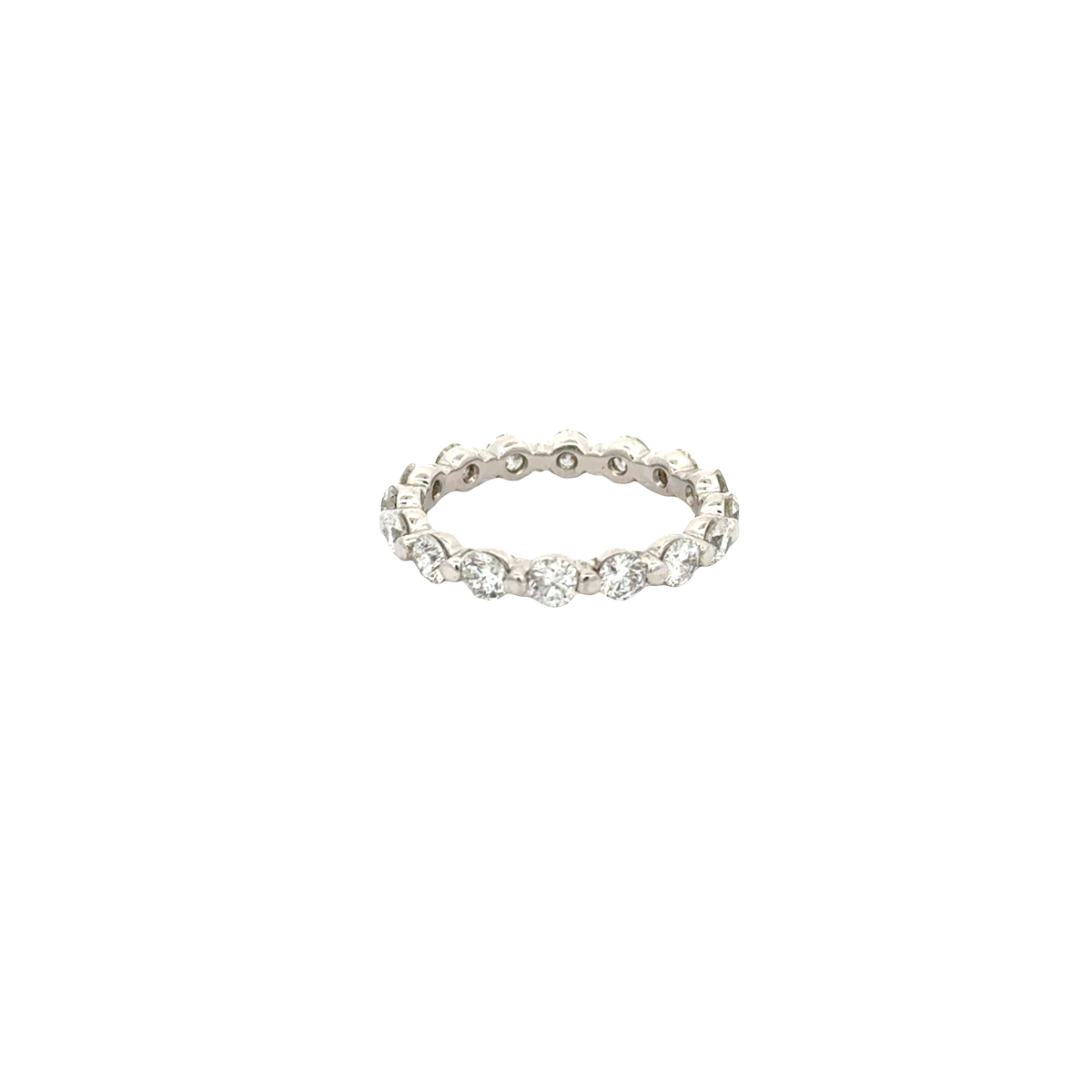 14K White Gold Diamond Eternity Ring 2.01 Carats – Shared Prong Wedding Band