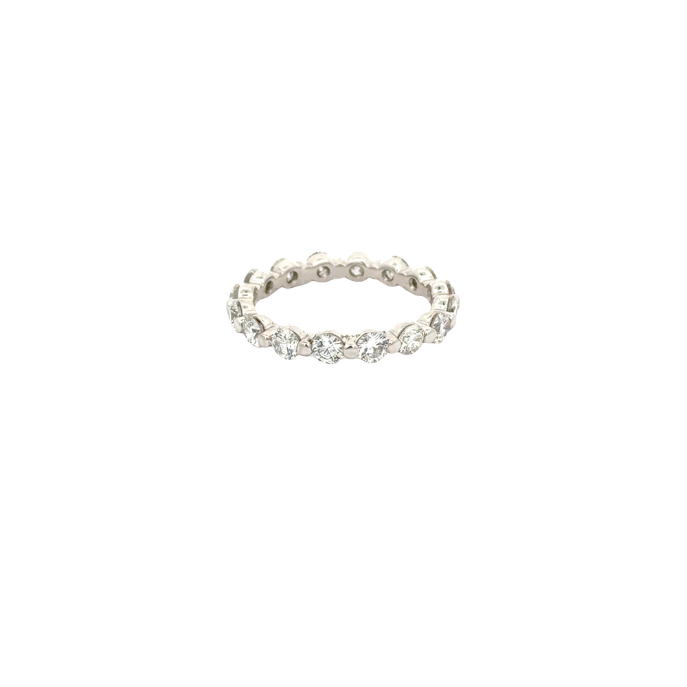 14K White Gold Diamond Eternity Ring 2.01 Carats – Shared Prong Wedding Band