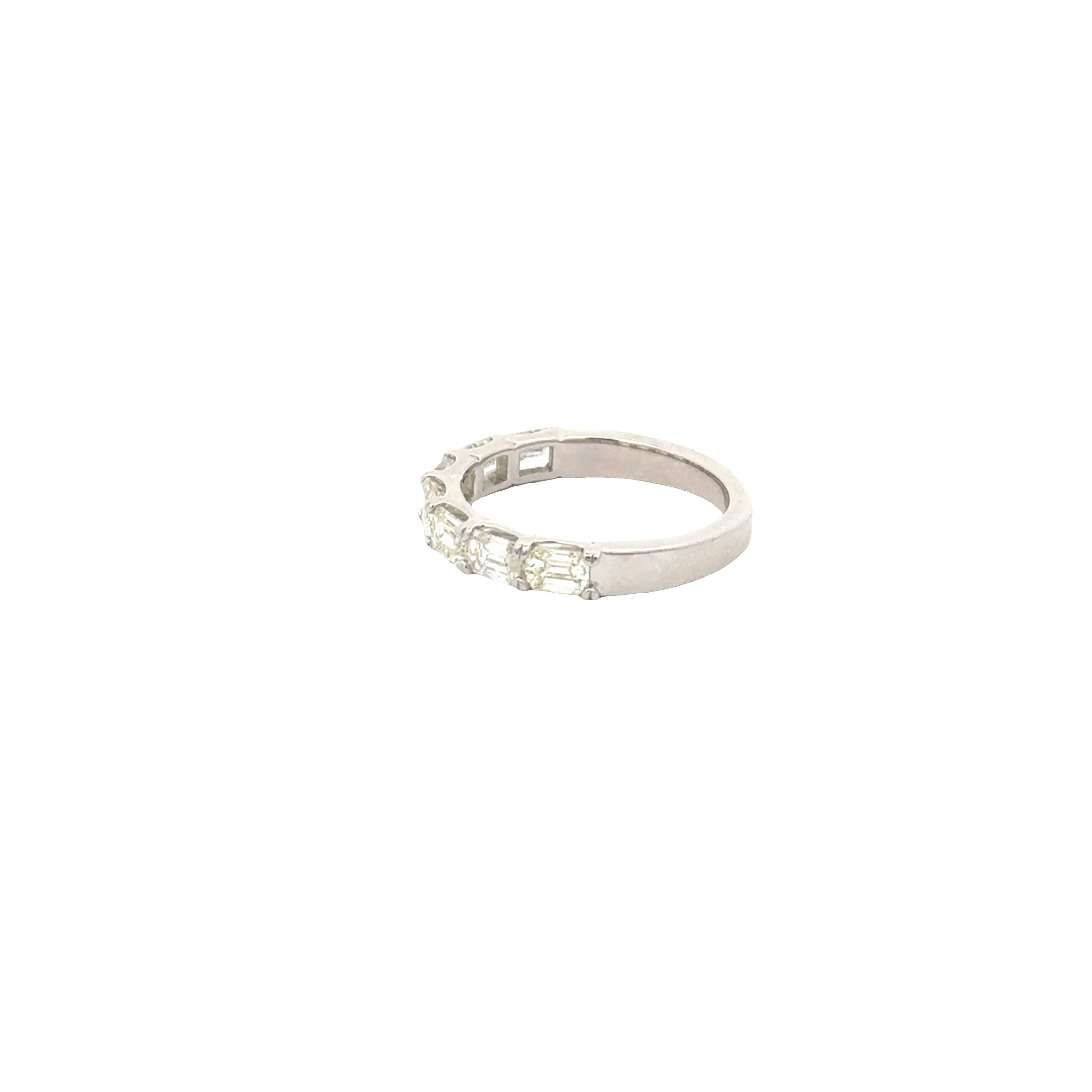 14K White Gold 7 Stone Emerald Cut Diamond Ring