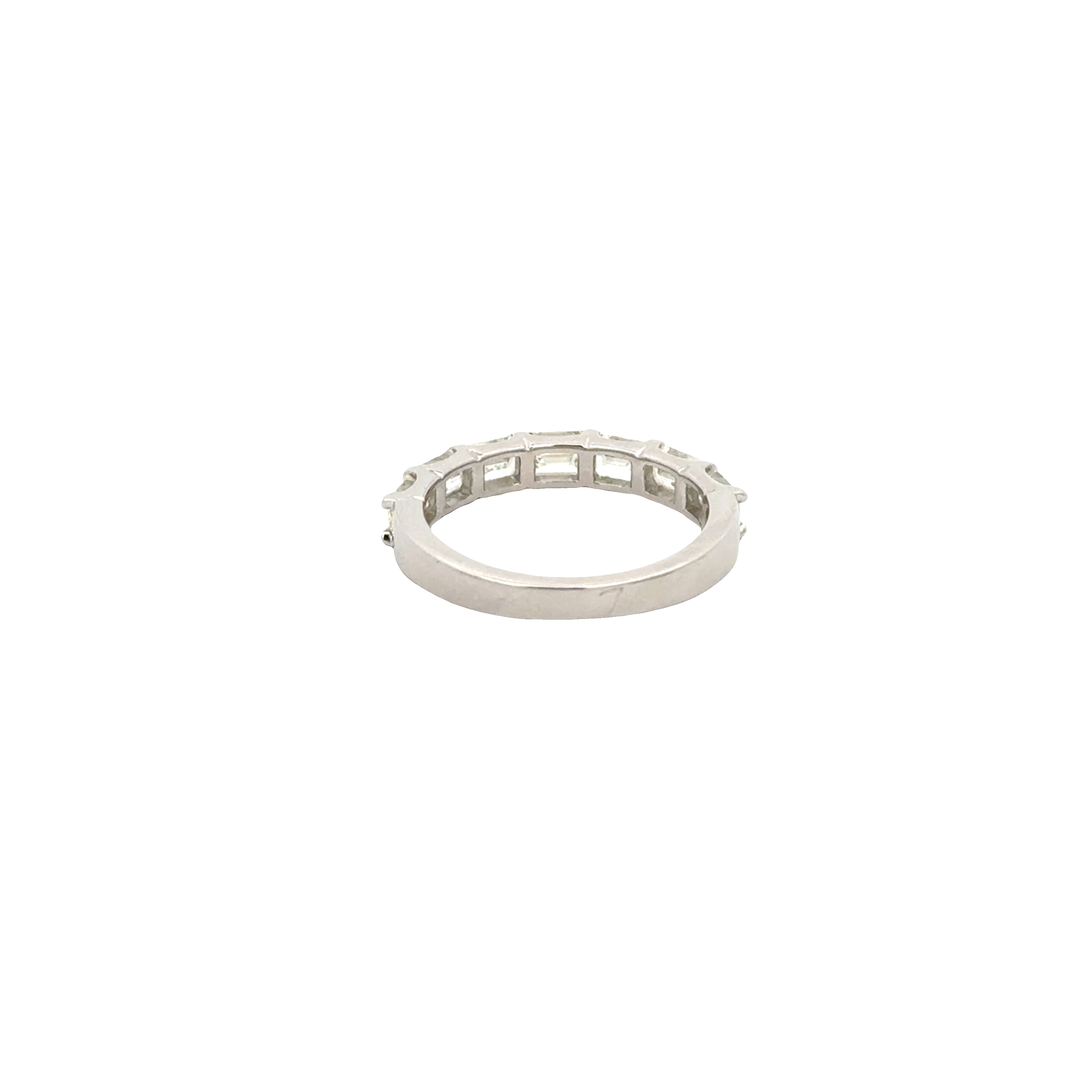 14K White Gold 7 Stone Emerald Cut Diamond Ring