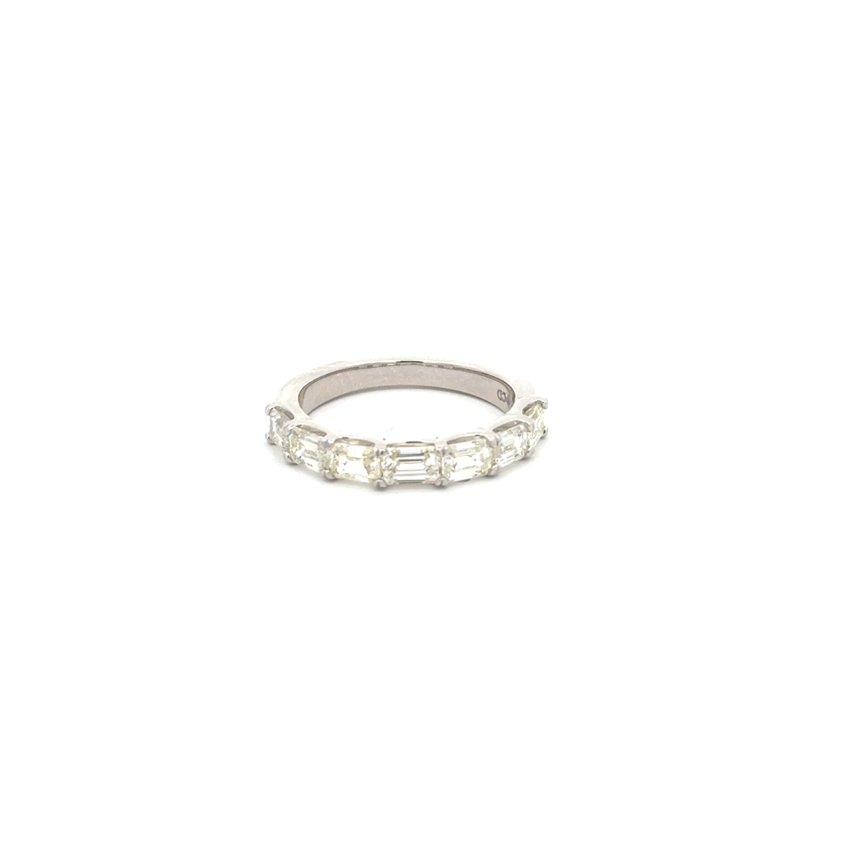 14K White Gold 7 Stone Emerald Cut Diamond Ring