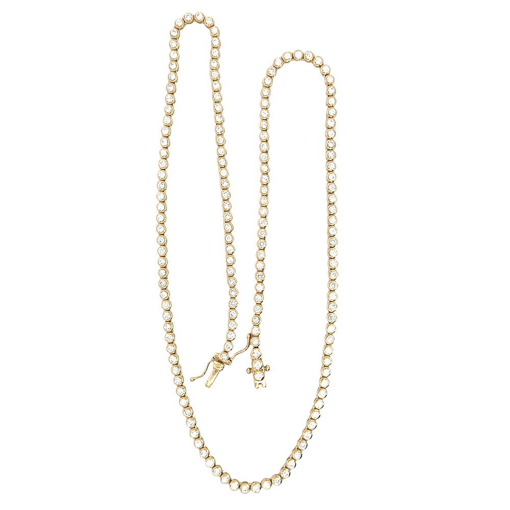 14K Yellow Gold Bezel-Set Diamond Necklace- 4.00 Total Carats