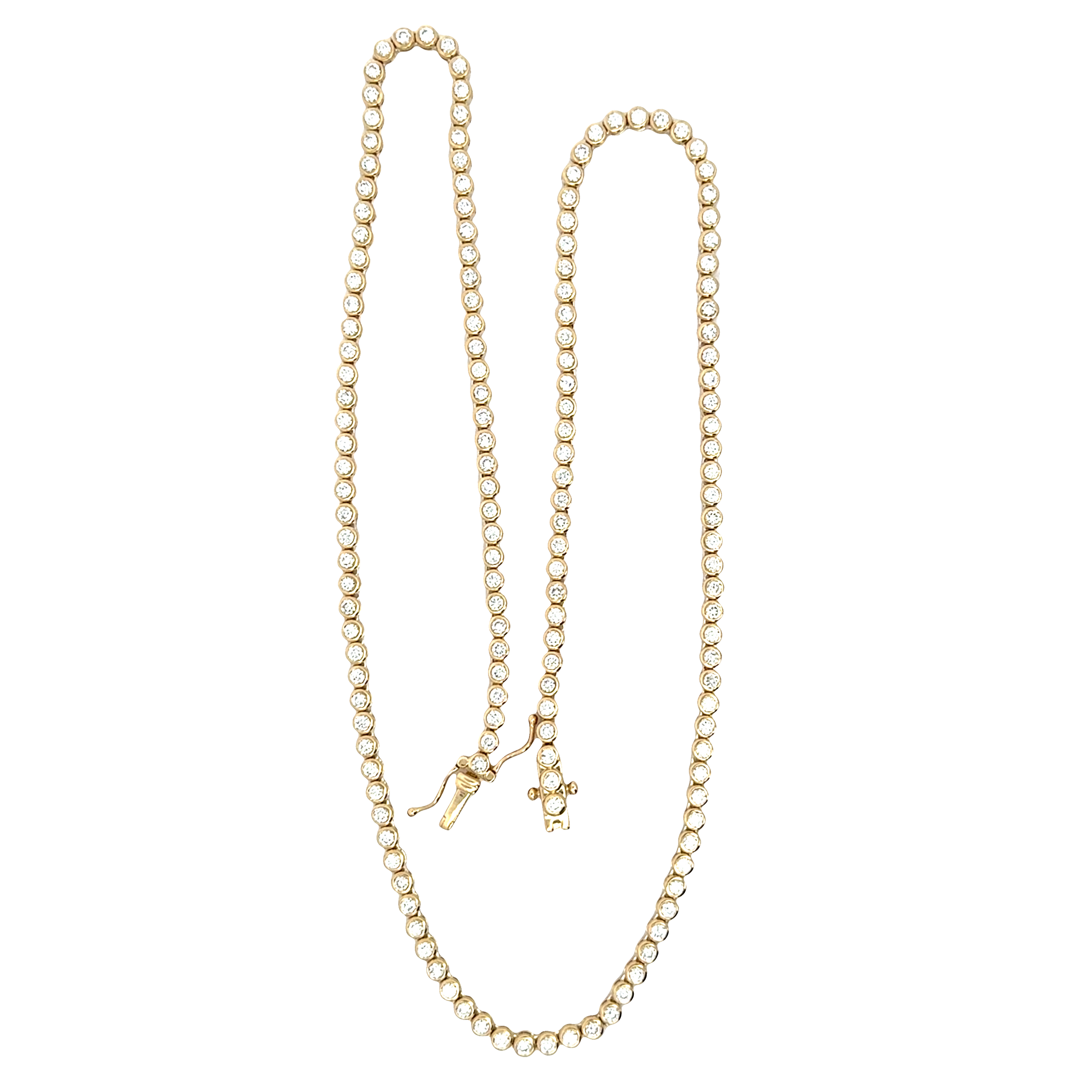 14K Yellow Gold Bezel-Set Diamond Necklace- 4.00 Total Carats