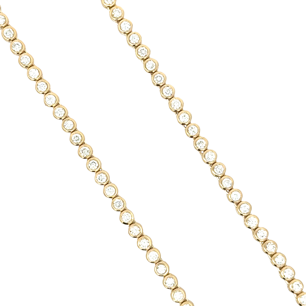 14K Yellow Gold Bezel-Set Diamond Necklace- 4.00 Total Carats