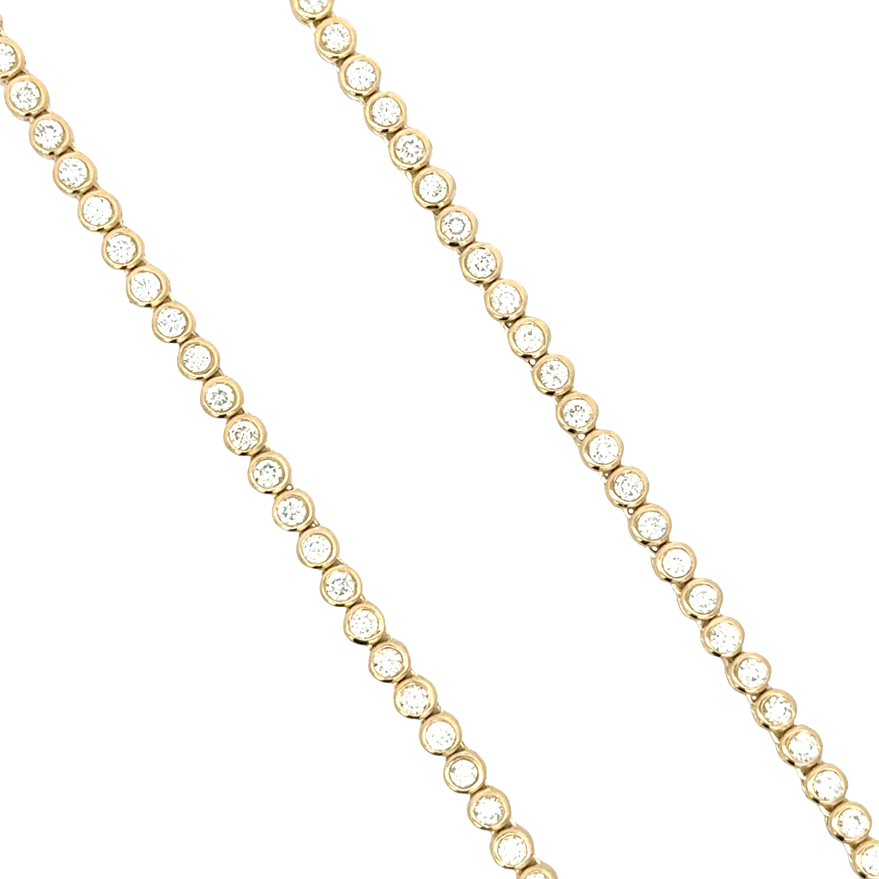 14K Yellow Gold Bezel-Set Diamond Necklace- 4.00 Total Carats
