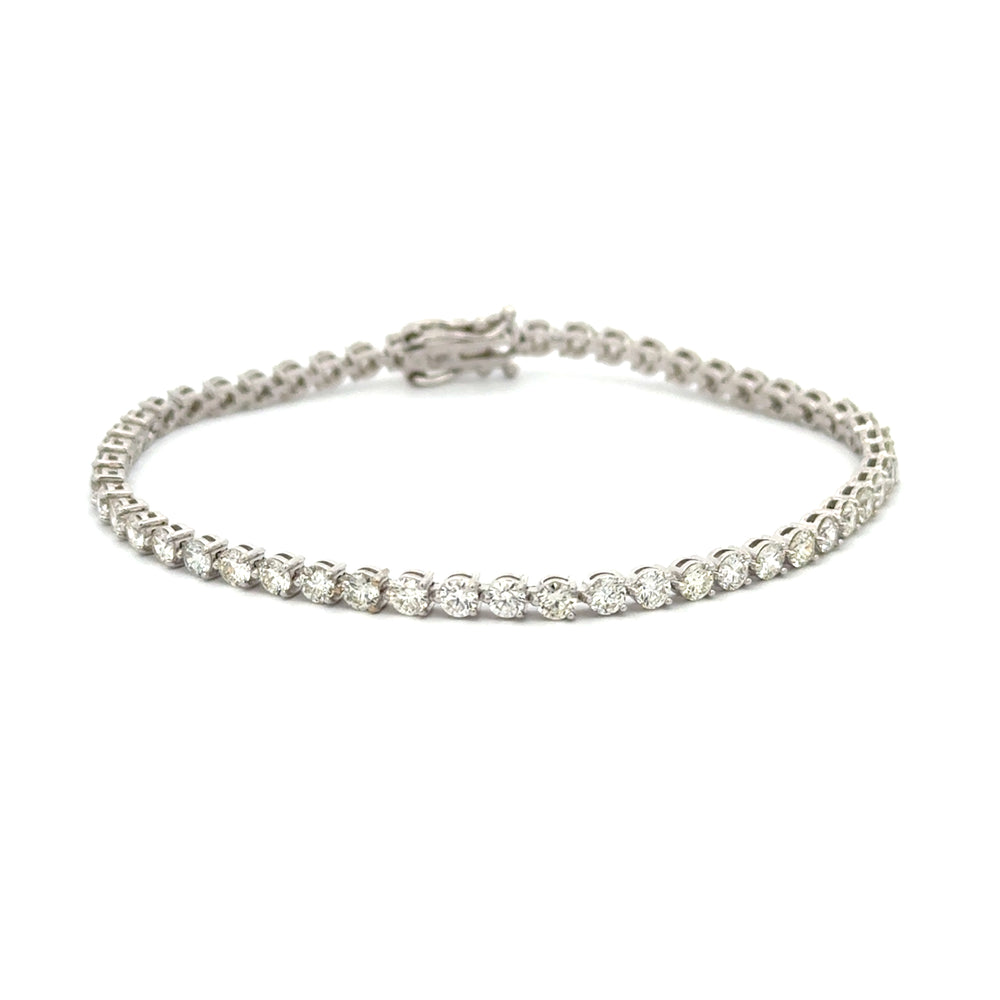 14K White Gold Round Brilliant Diamond Tennis Bracelet – 4.70 CTW, 7"