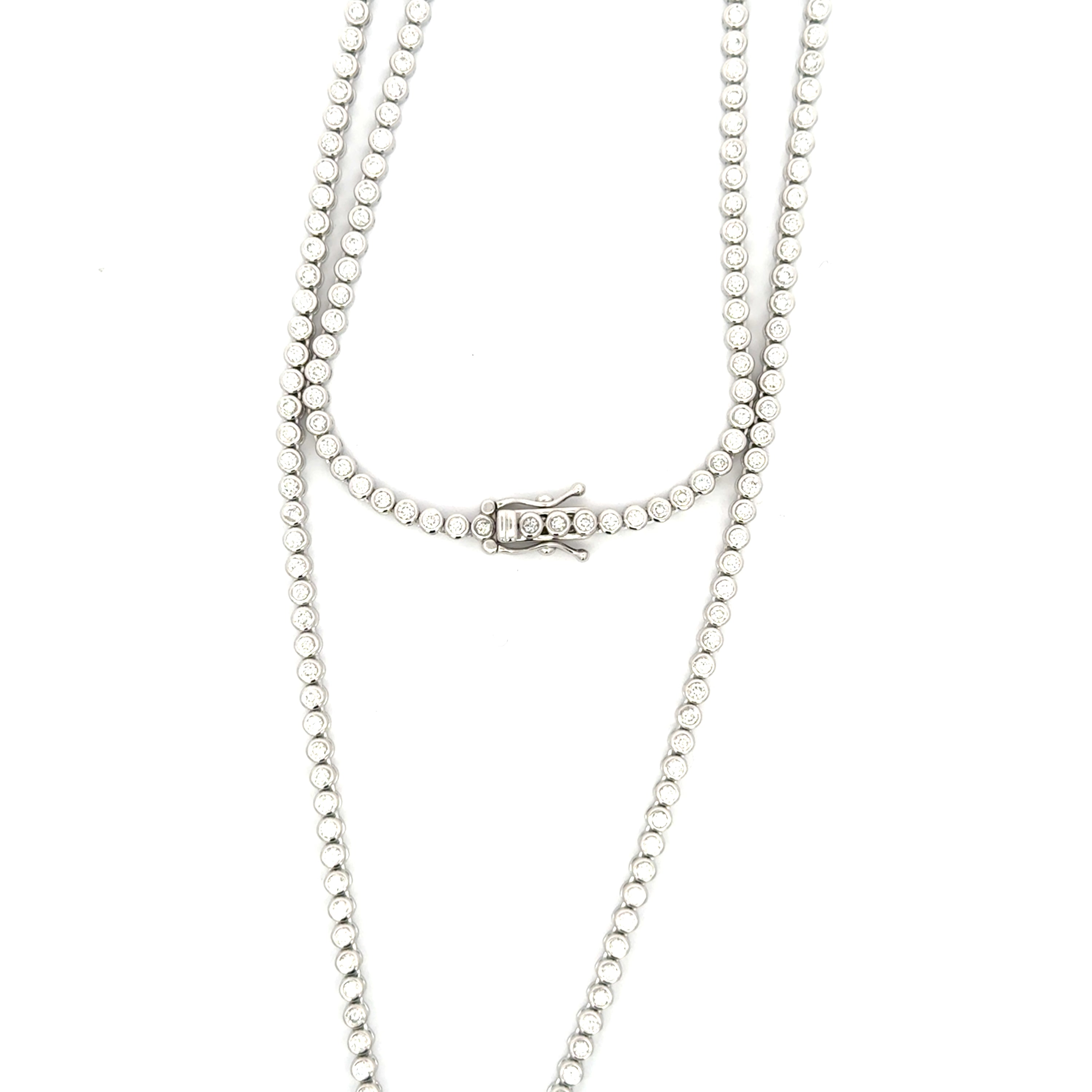 14K White Gold Bezel-Set Diamond Necklace – 3.00 Total Carats, 18"