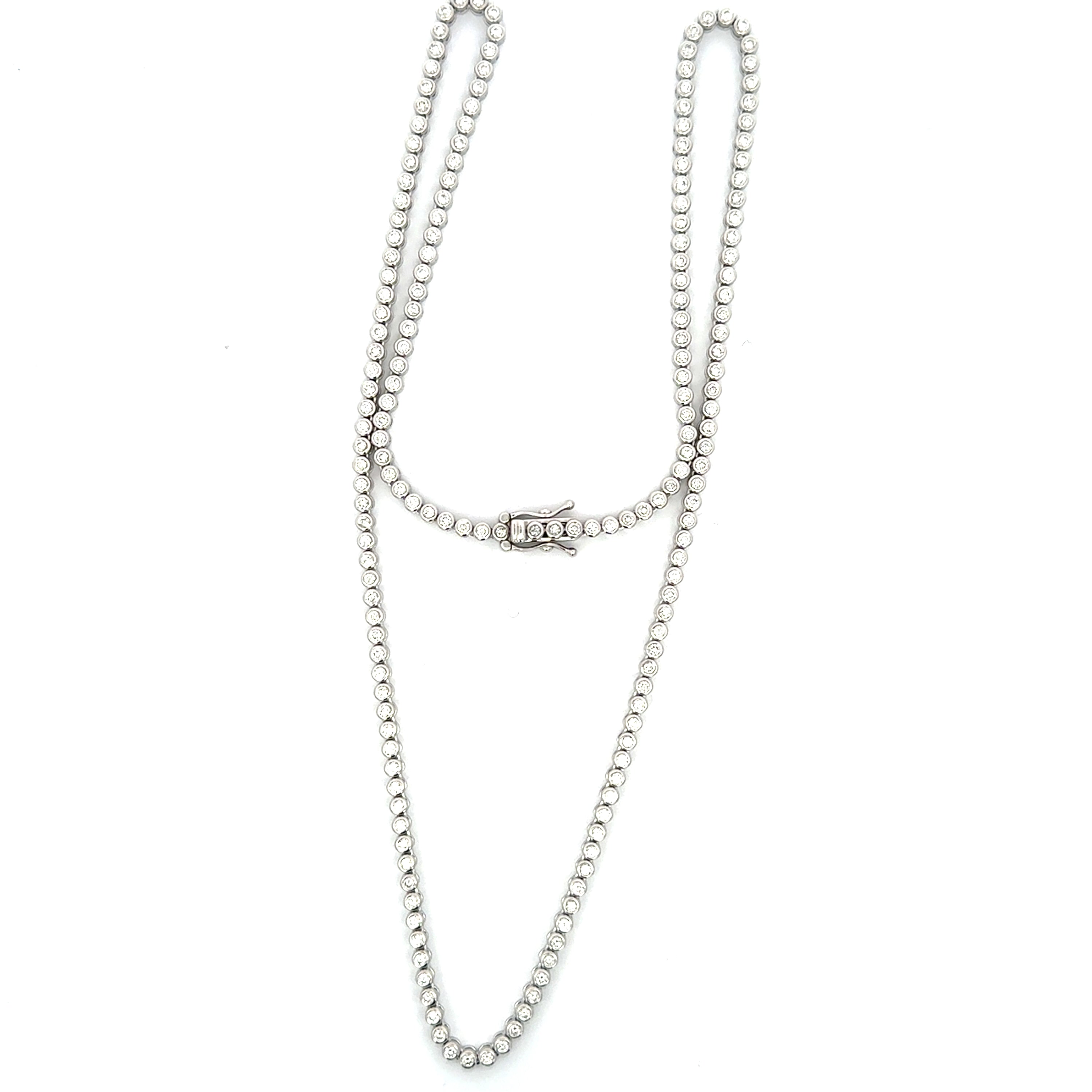 14K White Gold Bezel-Set Diamond Necklace – 3.00 Total Carats, 18"