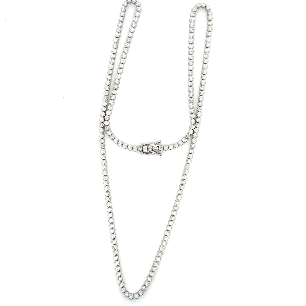 14K White Gold Bezel-Set Diamond Necklace – 3.00 Total Carats, 18"